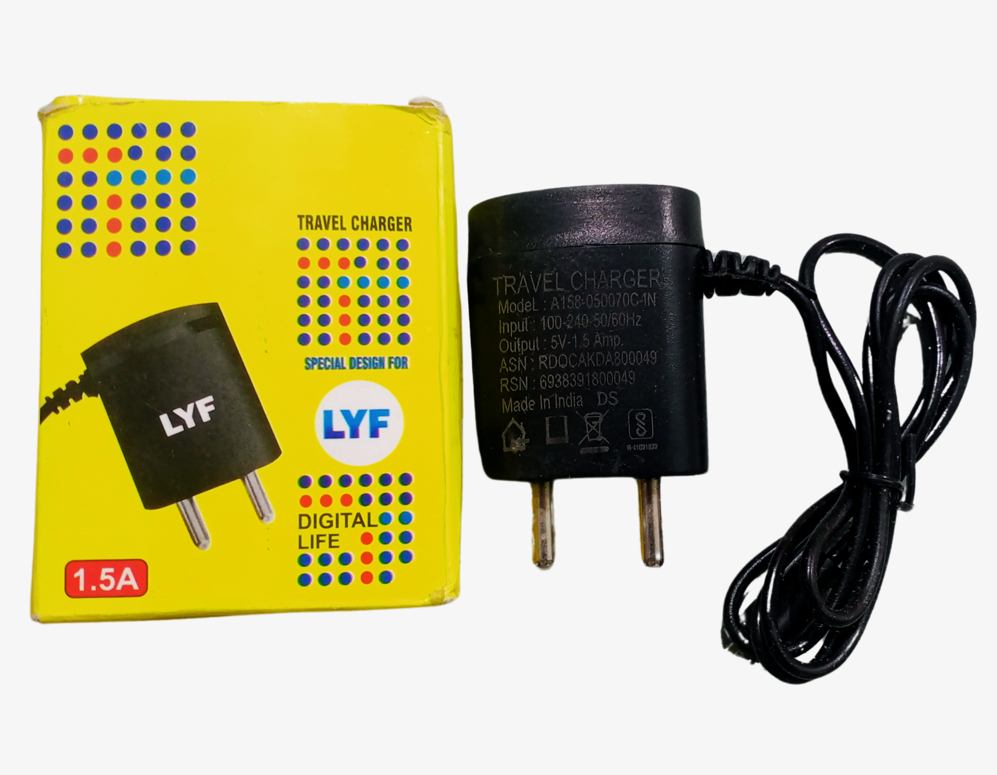 JIO 1.5 AMP Jio Charger with Fast Charging || Compatible for Jio Mobile Phone and All Keypad Mobile Phones (Input 240V Output 5 Volt) Black