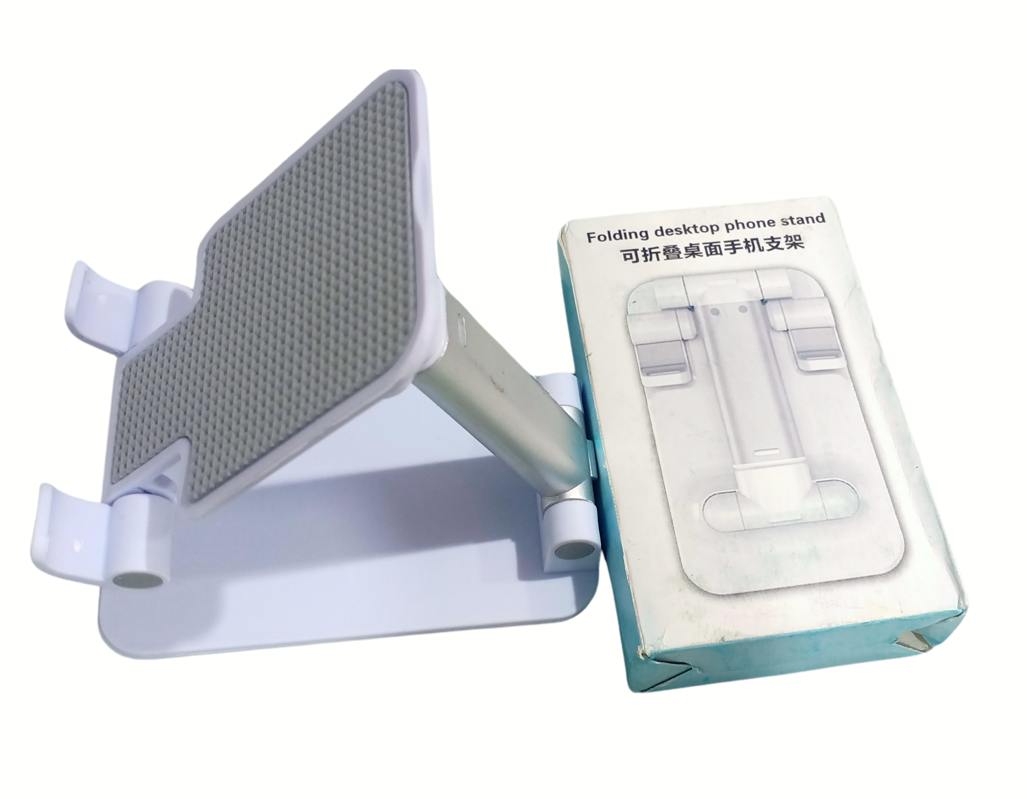 Prem Mobile Holding Tabletop Stand, 180 Perfect View, Height Adjustment, Wide Compatibility, Multipurpose, Anti-Skid Design (Twistand, White)