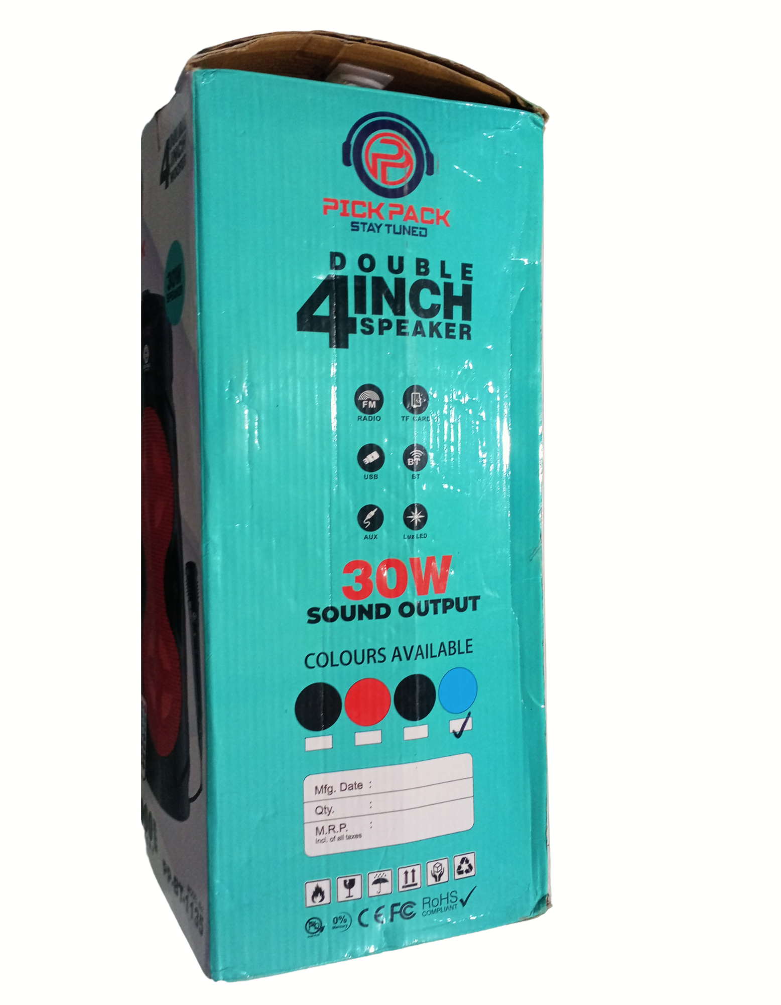 PICKPACK 30w Atom Portable Bluetooth Speaker with Rechargeable Battery with Wired Mic/Display/Remote & TWS Function