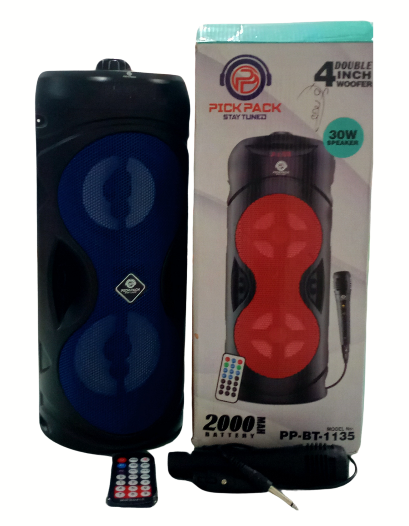 PICKPACK 30w Atom Portable Bluetooth Speaker with Rechargeable Battery with Wired Mic/Display/Remote & TWS Function