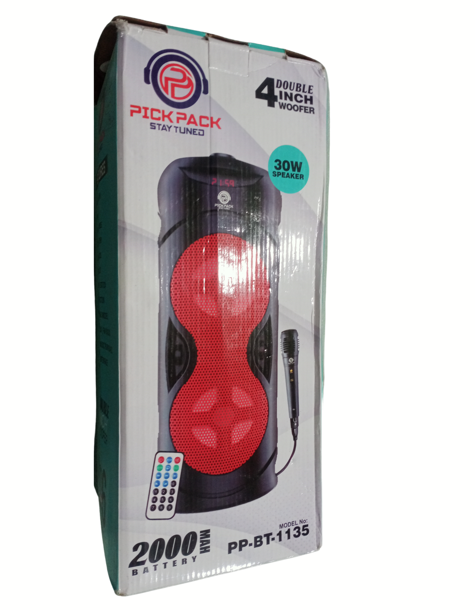 PICKPACK 30w Atom Portable Bluetooth Speaker with Rechargeable Battery with Wired Mic/Display/Remote & TWS Function