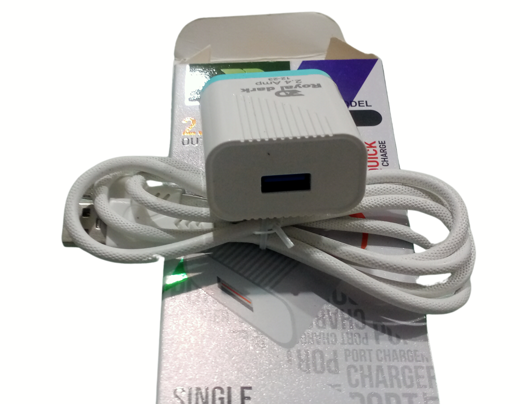 Single USB Charger  62 POR-1062 USB Wall Adapter with 2.4A Fast Charging Single USB Port  Android Devices (White)