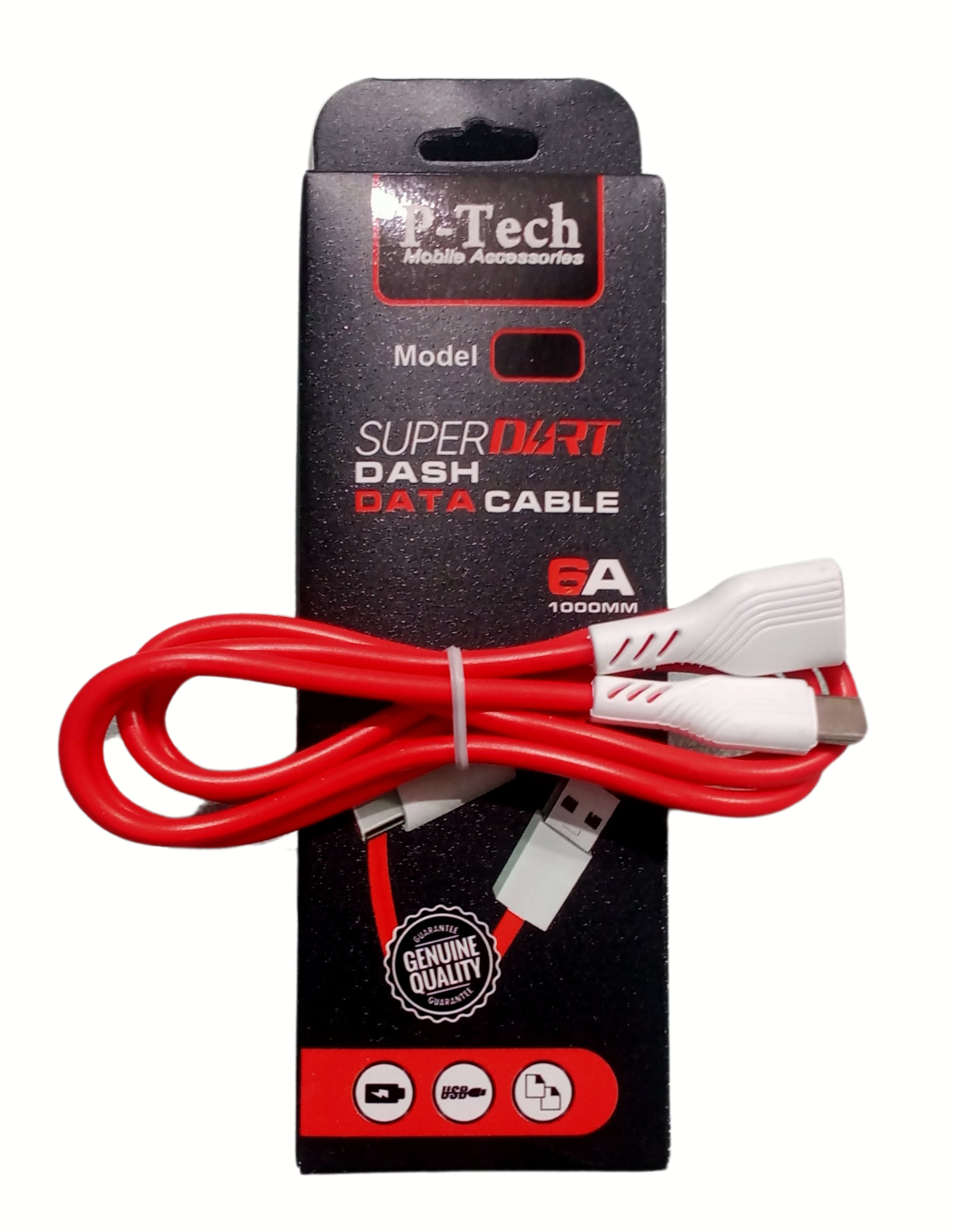 P-Tech Type A to C Fast charging Cable, 1m long, 6A, high-speed data transfer