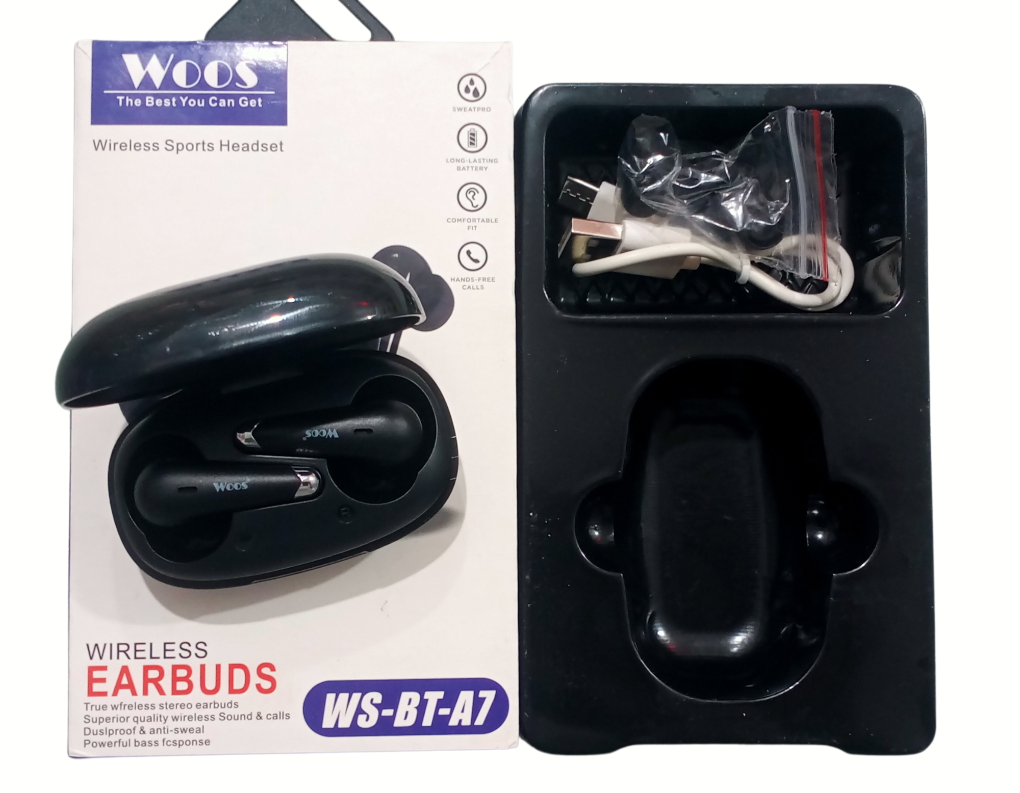 WOOS WS-BT-A7 Sport In-Ear Mini Wireless Single Earbud Bluetooth Headset Bluetooth Headset (Black, True Wireless)