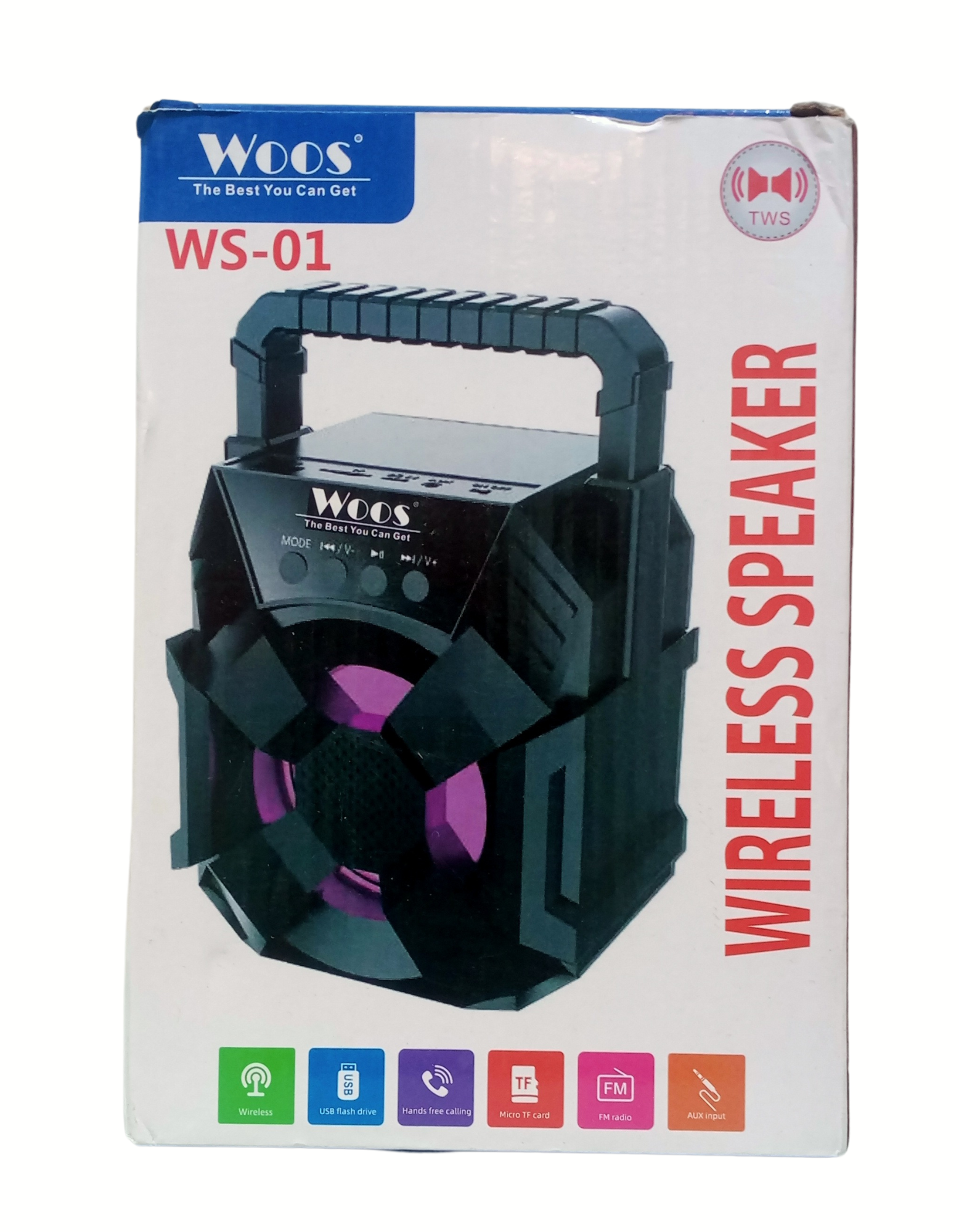 Woos DJ Sound quality Blast Portable WS-01 |3D sound| Splash proof| Water resistant| Extra Baas Stereo sound quality |Led Color Changing Lights | mini Home theatre| AUX supported| wireless Speaker| Long hour battery Life 10W Bluetooth PA Speaker