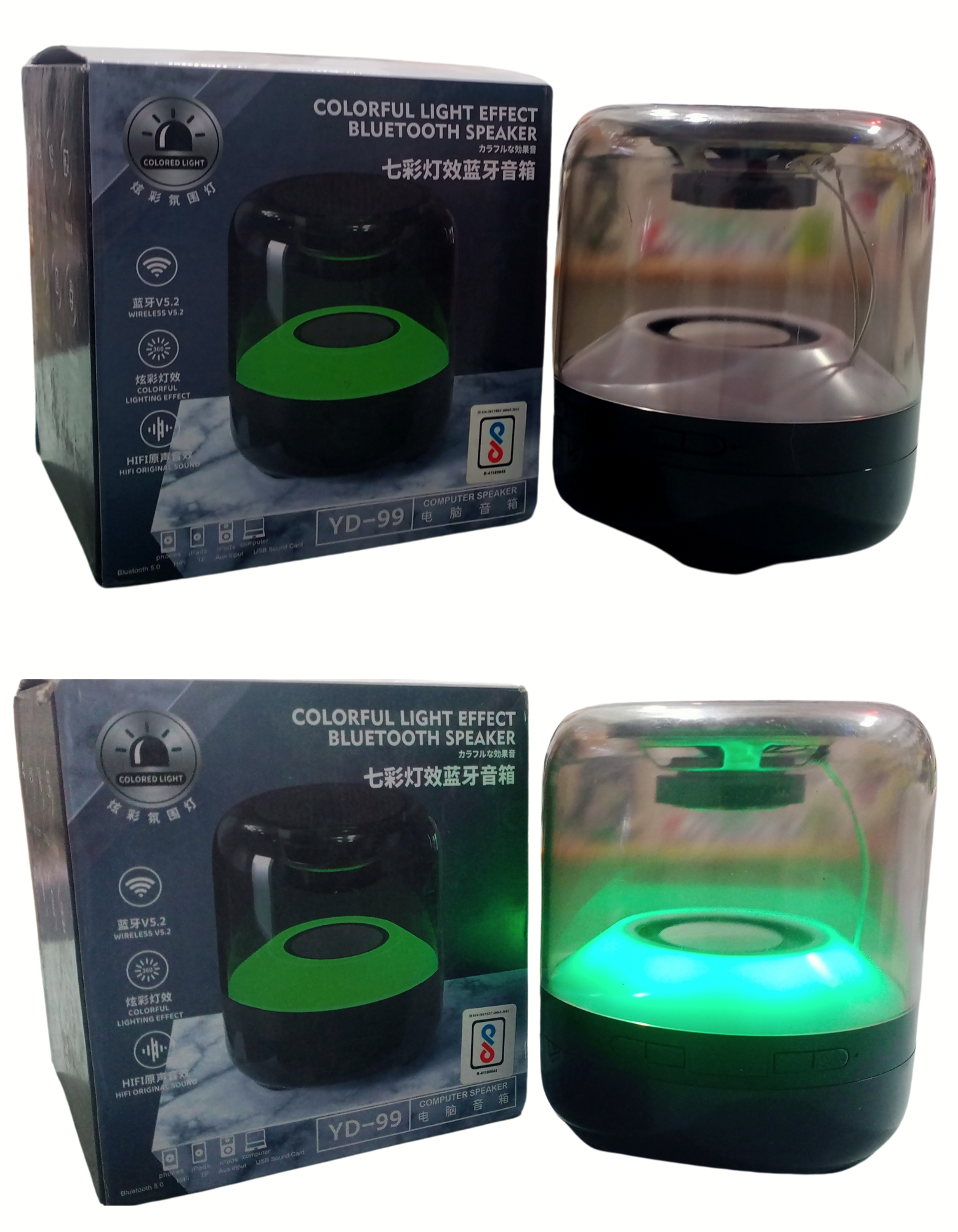 YD-99 Colorful Light Effect Bluetooth Speaker, Bluetooth V5.0, HiFi, TF, Aux, USB, TWS series, 5Watts, Computer speaker, AI intelligence