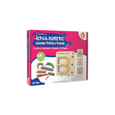 Butterfly EduFields Wooden Alphabets Construction Puzzle Toys for 3 4 5 year old Girls Boys | ABC Learning & Educational Toy