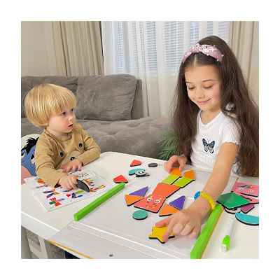 ButterflyEdufields Magnetic Shapes Puzzles for kids 3 4 5 Year Old Boy Girl | Fridge Magnets | 80+ Pattern Book & 27 Shapes | Best Birthday Gift for Preschoolers | Montessori Toys