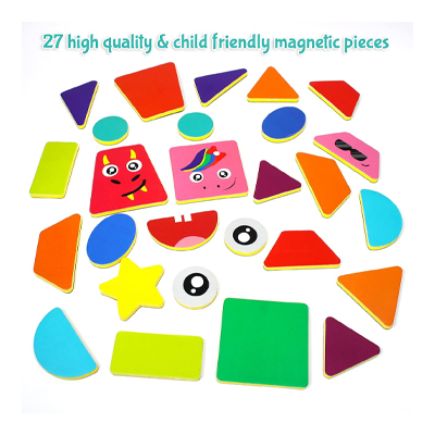 ButterflyEdufields Magnetic Shapes Puzzles for kids 3 4 5 Year Old Boy Girl | Fridge Magnets | 80+ Pattern Book & 27 Shapes | Best Birthday Gift for Preschoolers | Montessori Toys