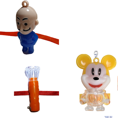 Combo Pack of Mickey Mouse/TinTin and Torch Rakhi with Light