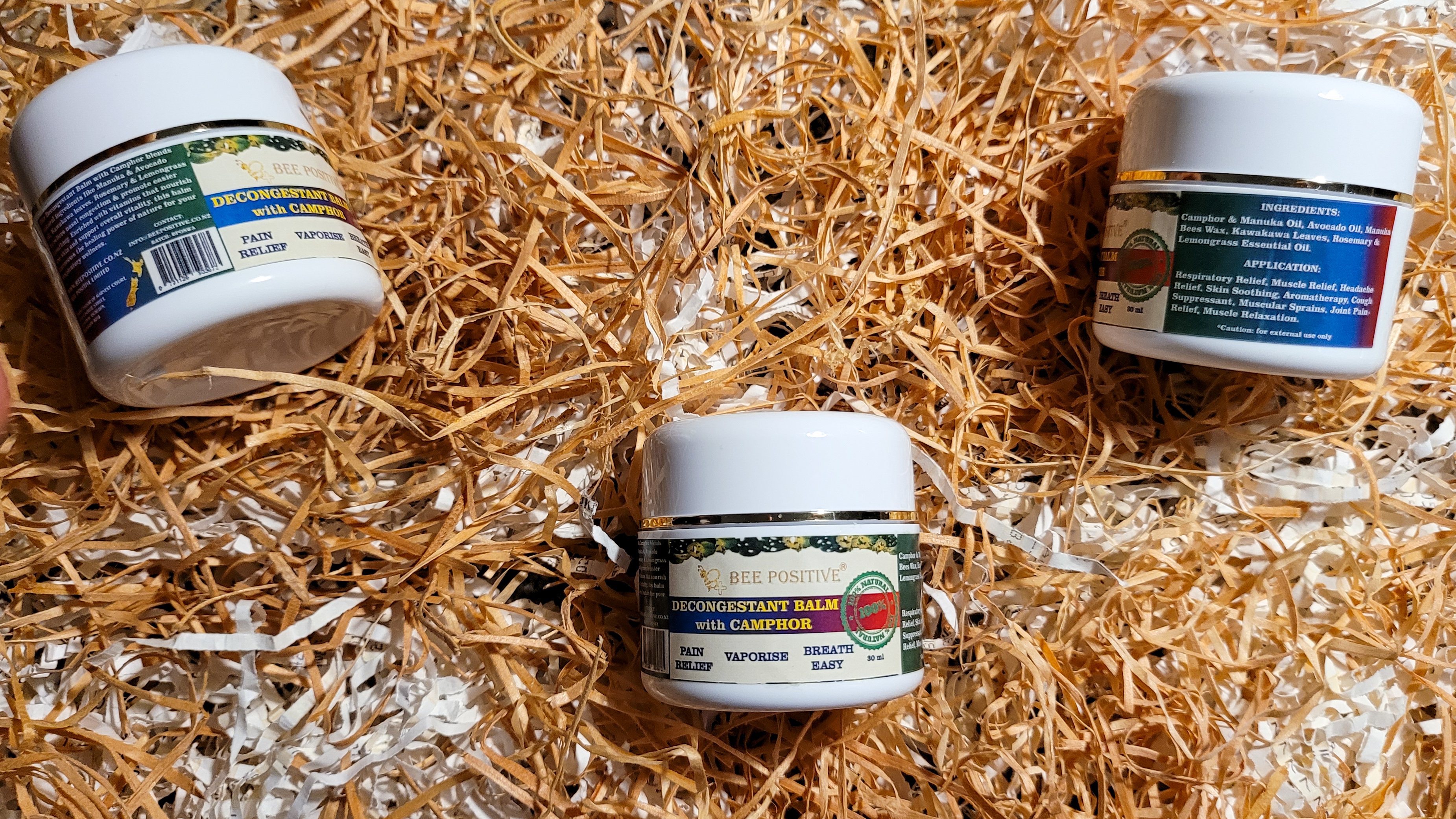 Bee Positive Decongestant Balm with Camphor, Manuka Oil and Kawakawa Leaves (30ml)