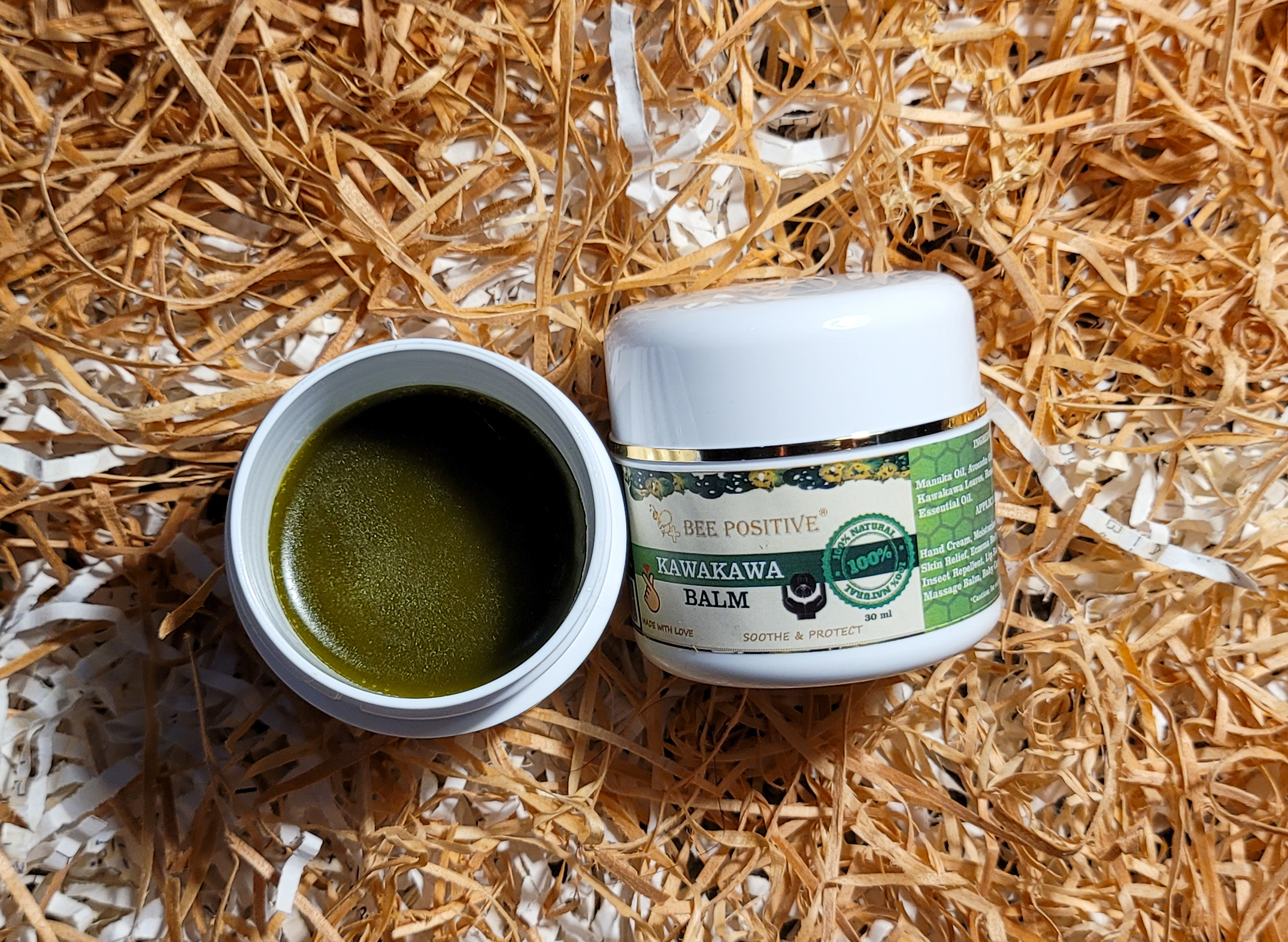 Bee Positive Pure Kawakawa Healing Balm with Manuka Oil & Avocado Oil - 100% Natural Relief for Skin, Aromatherapy, and Wellness (30ml)