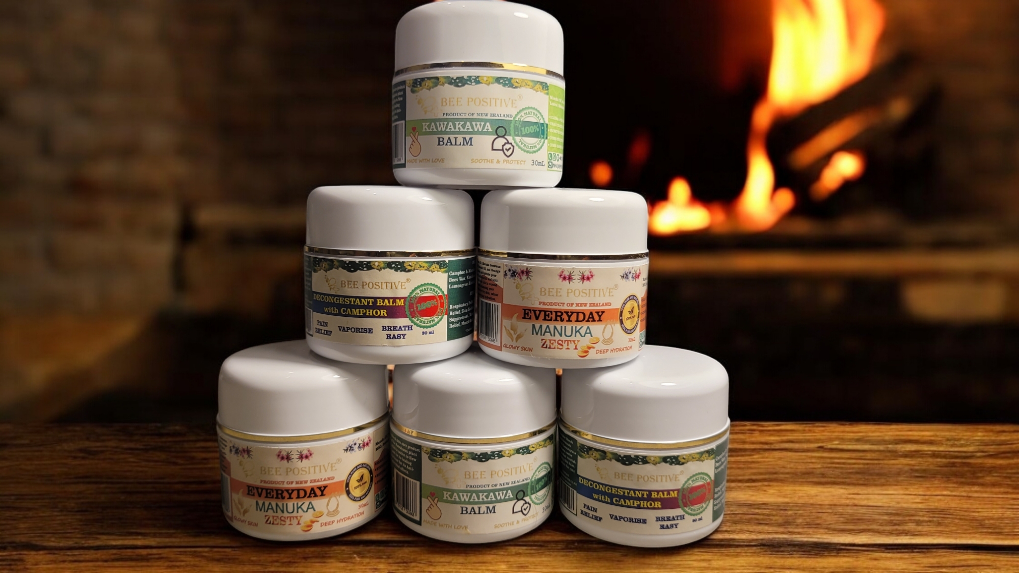 Bee Positive 3-in-1 Wellness Balm Set – Hydrate, Heal, Breathe - Pack of 6