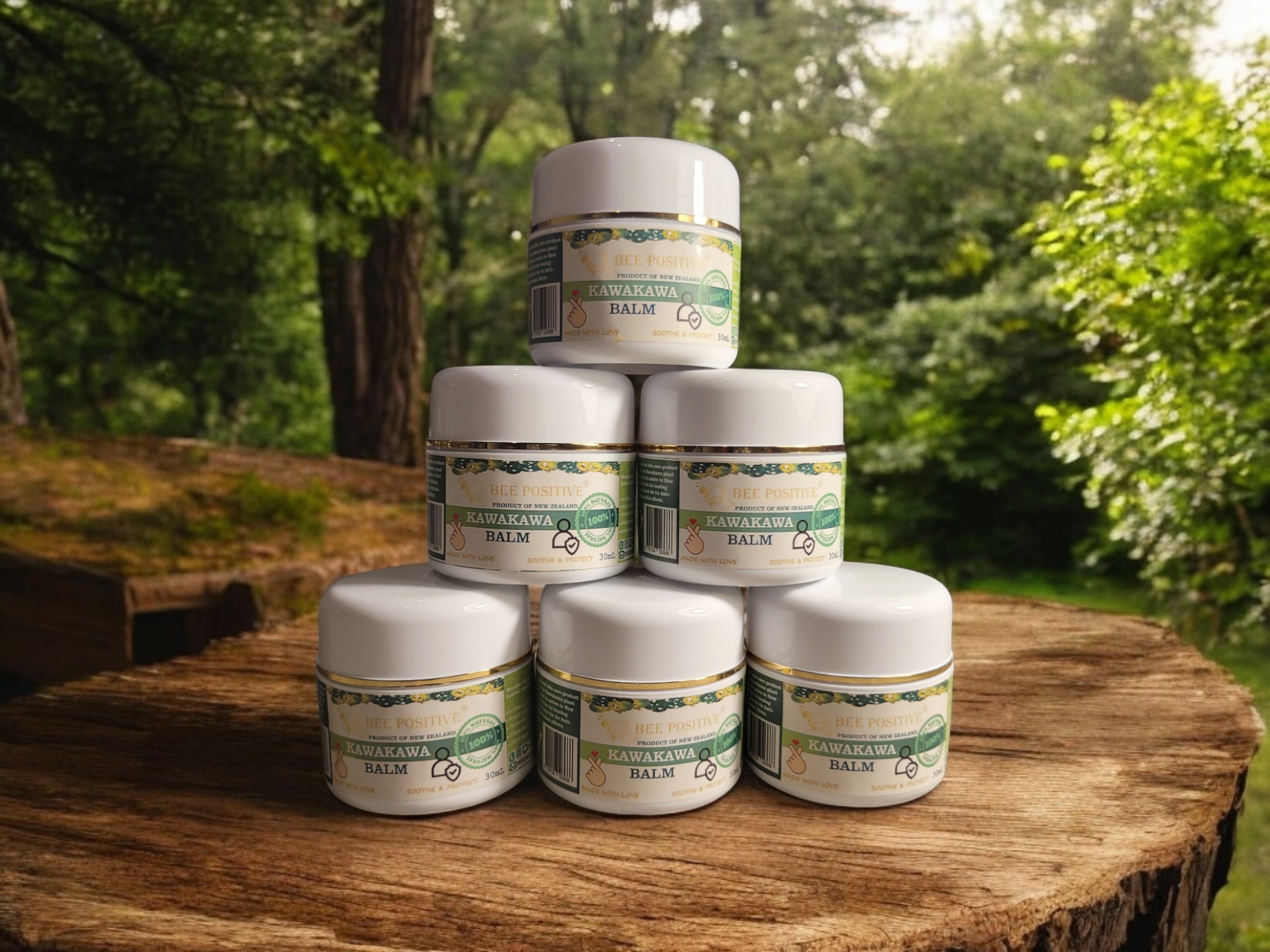 Bee Positive Natural Kawakawa Balm - Healing Balm - Pack of 6 (30ml each)