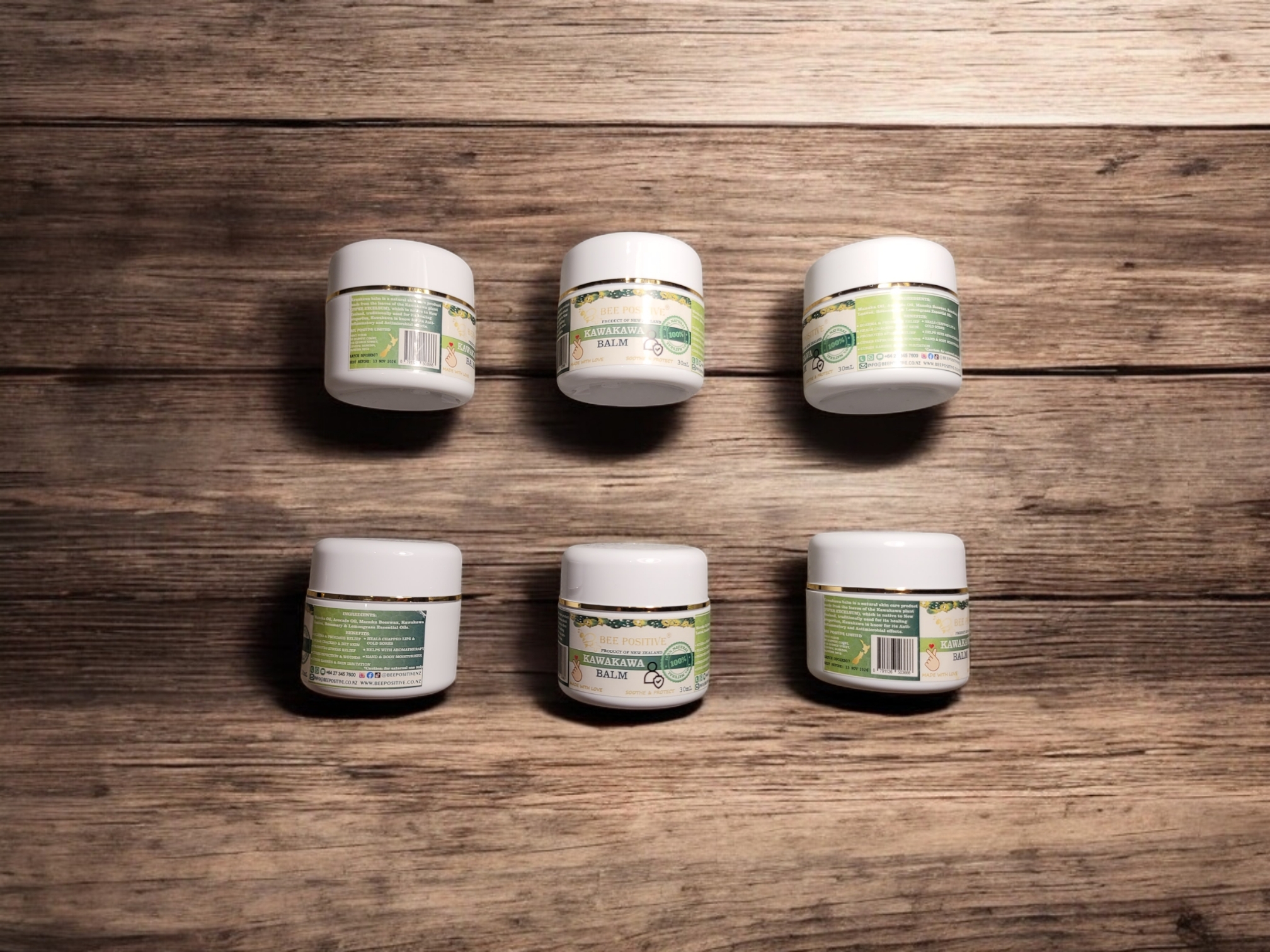 Bee Positive Natural Kawakawa Balm - Healing Balm - Pack of 6 (30ml each)