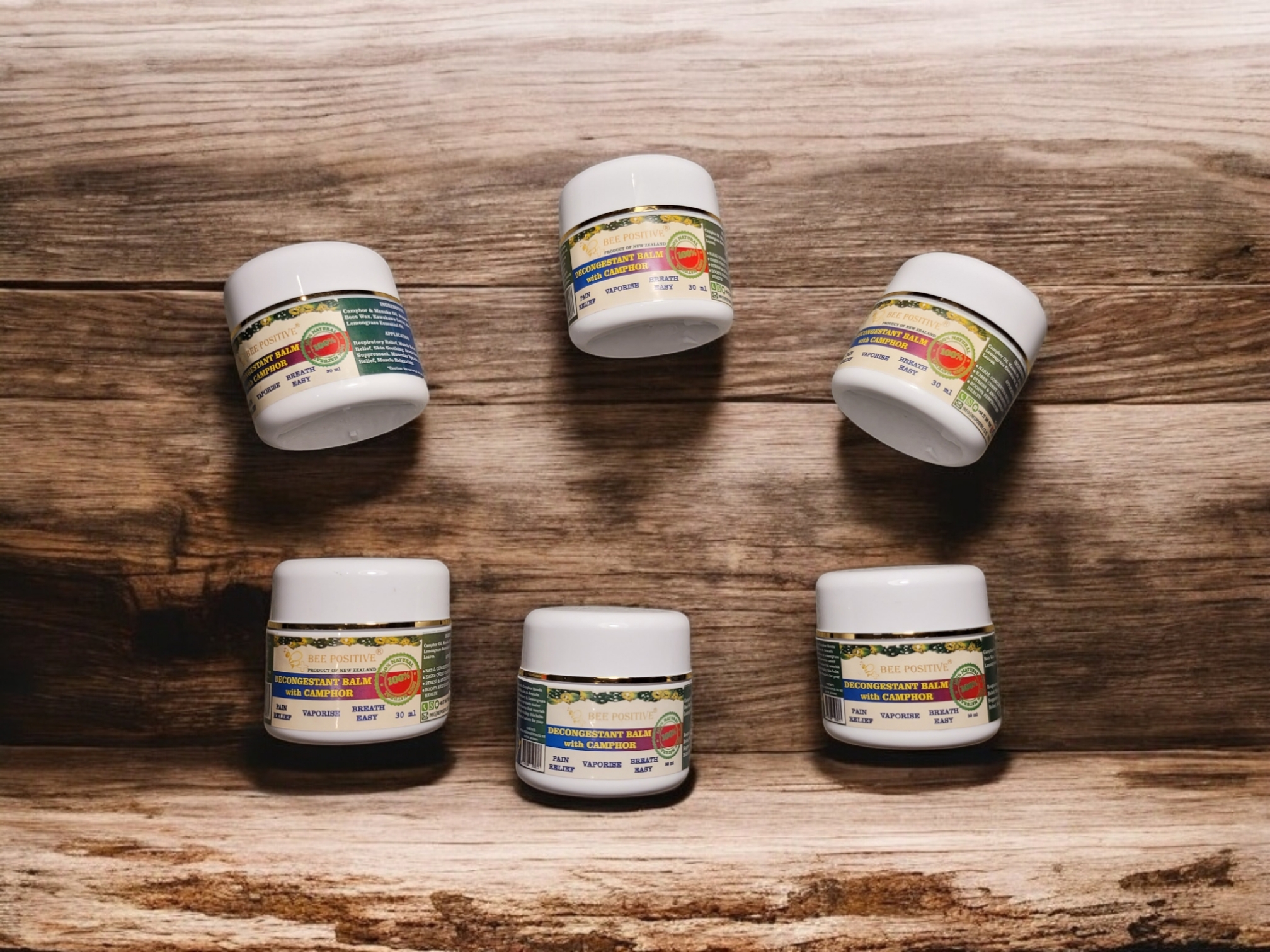 Bee Positive Decongestant Balm with Manuka Oil and Kawakawa Leaves - Pack of 6 (30ml each)