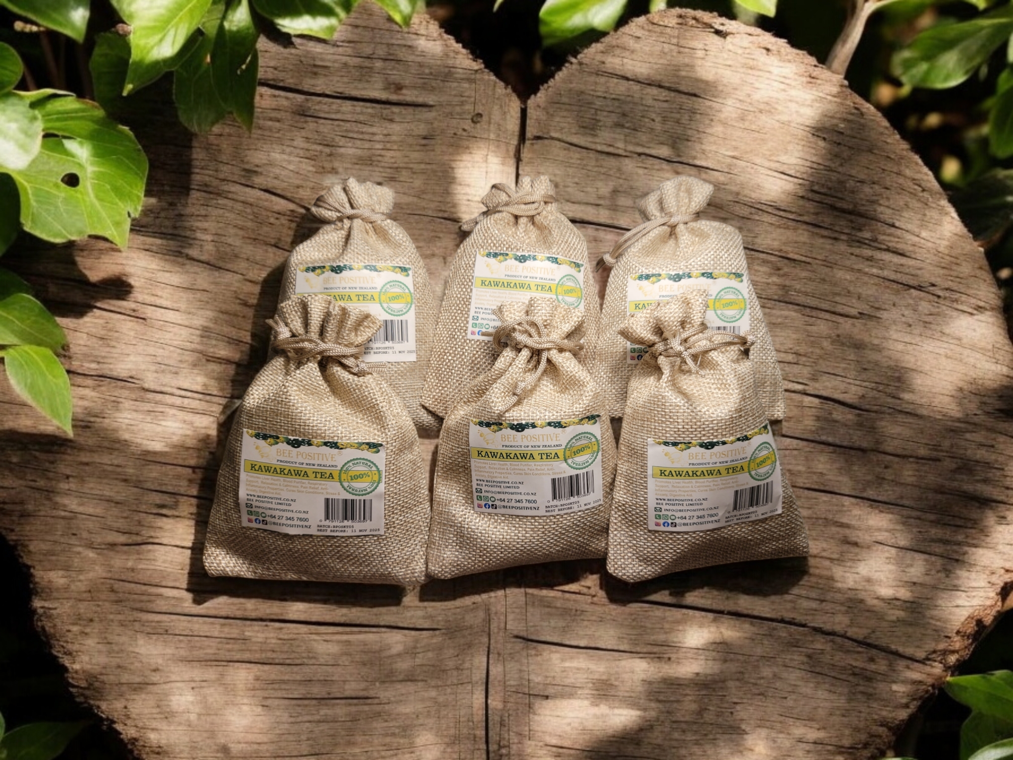 Bee Positive Kawakawa Herbal Tea - Pack of 6 