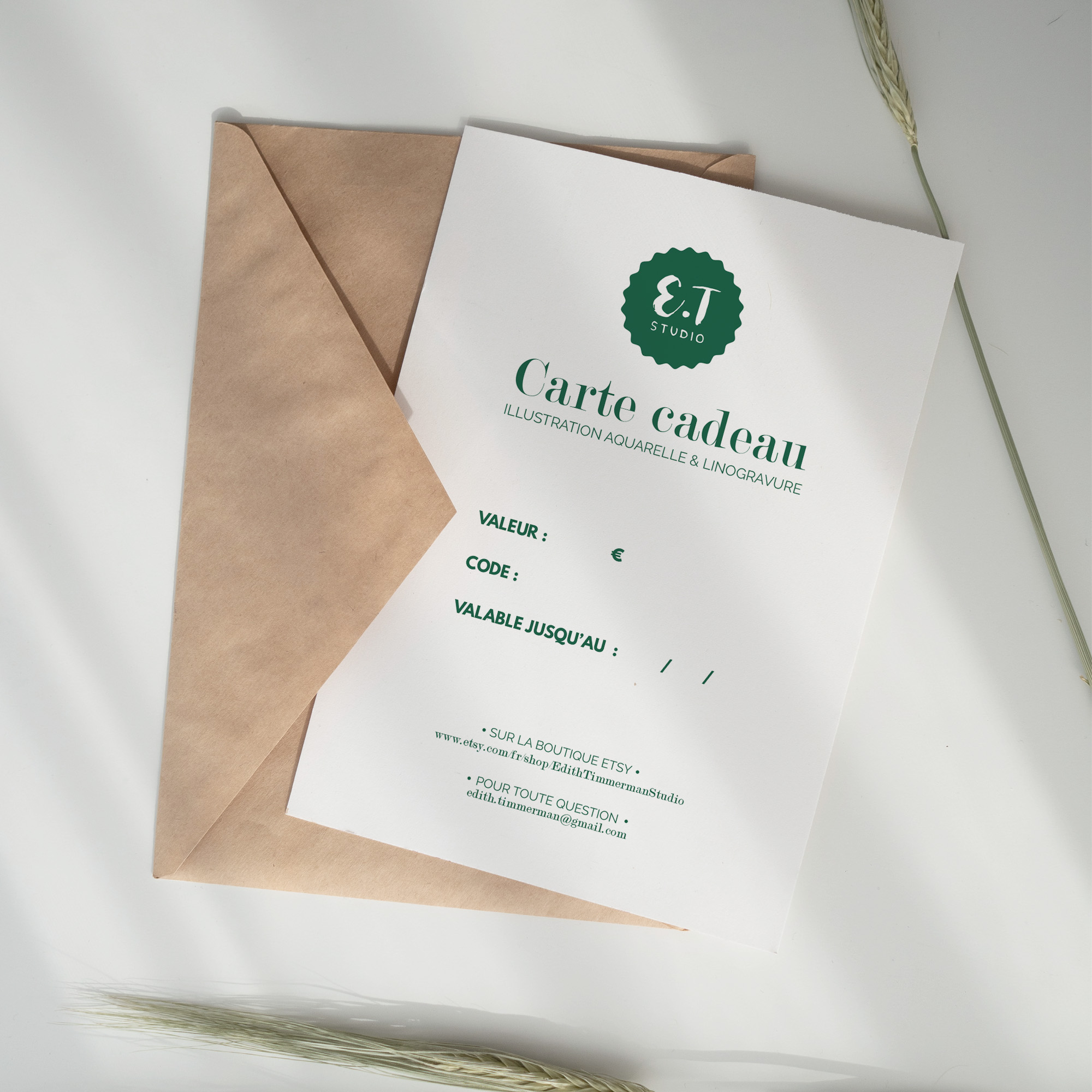 Carte cadeau E.T Studio