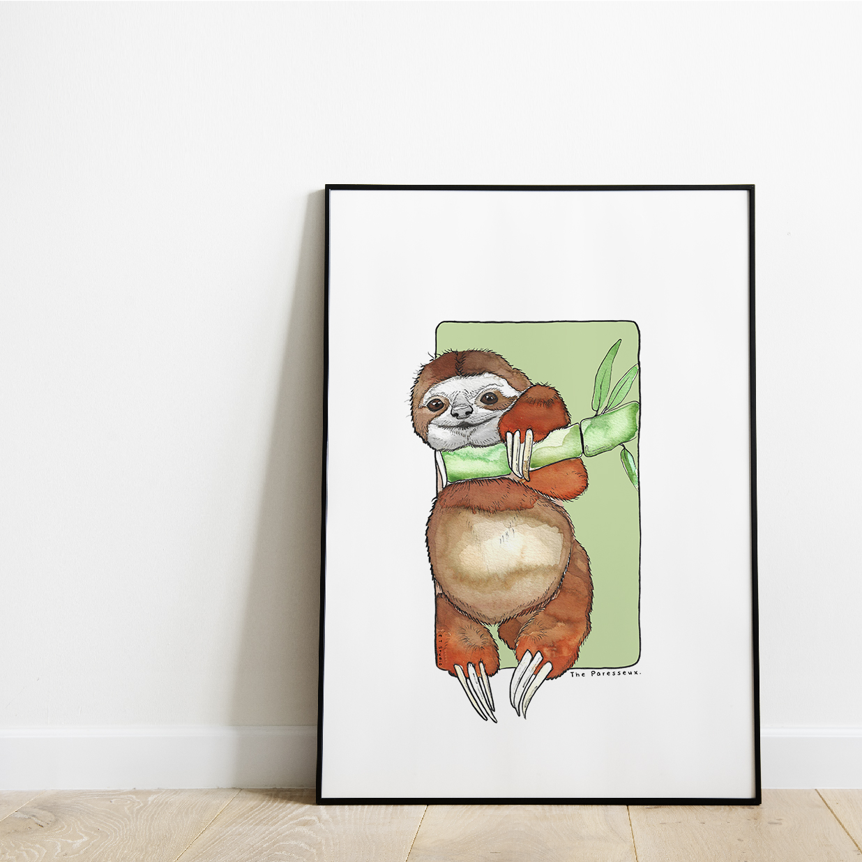 Carte postale & Affiche papier aquarelle - Paresseux