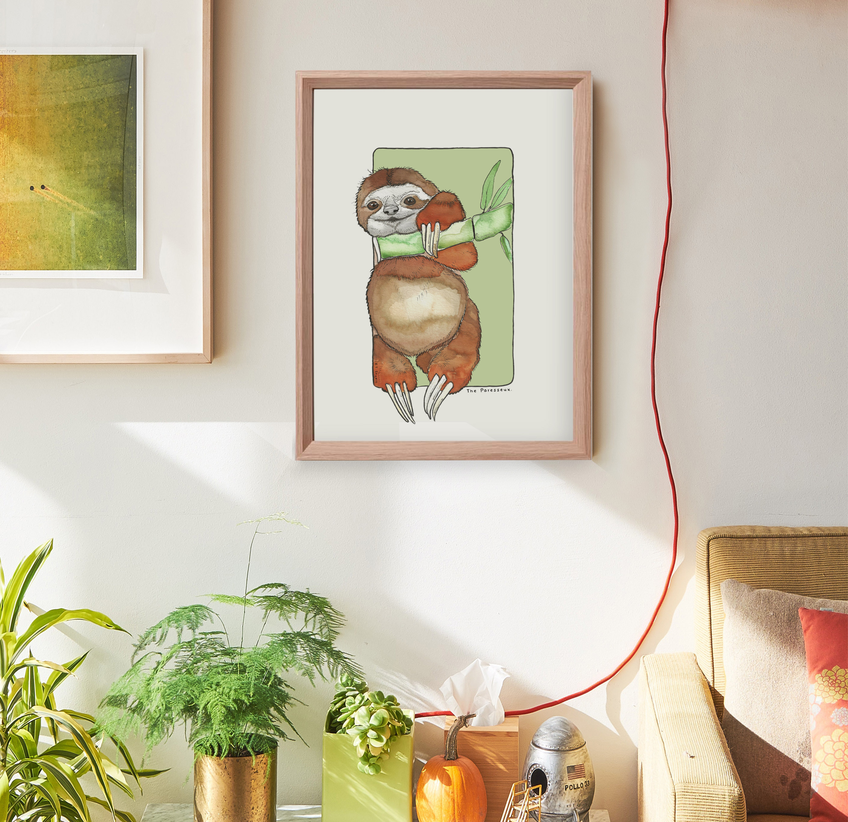 Carte postale & Affiche papier aquarelle - Paresseux