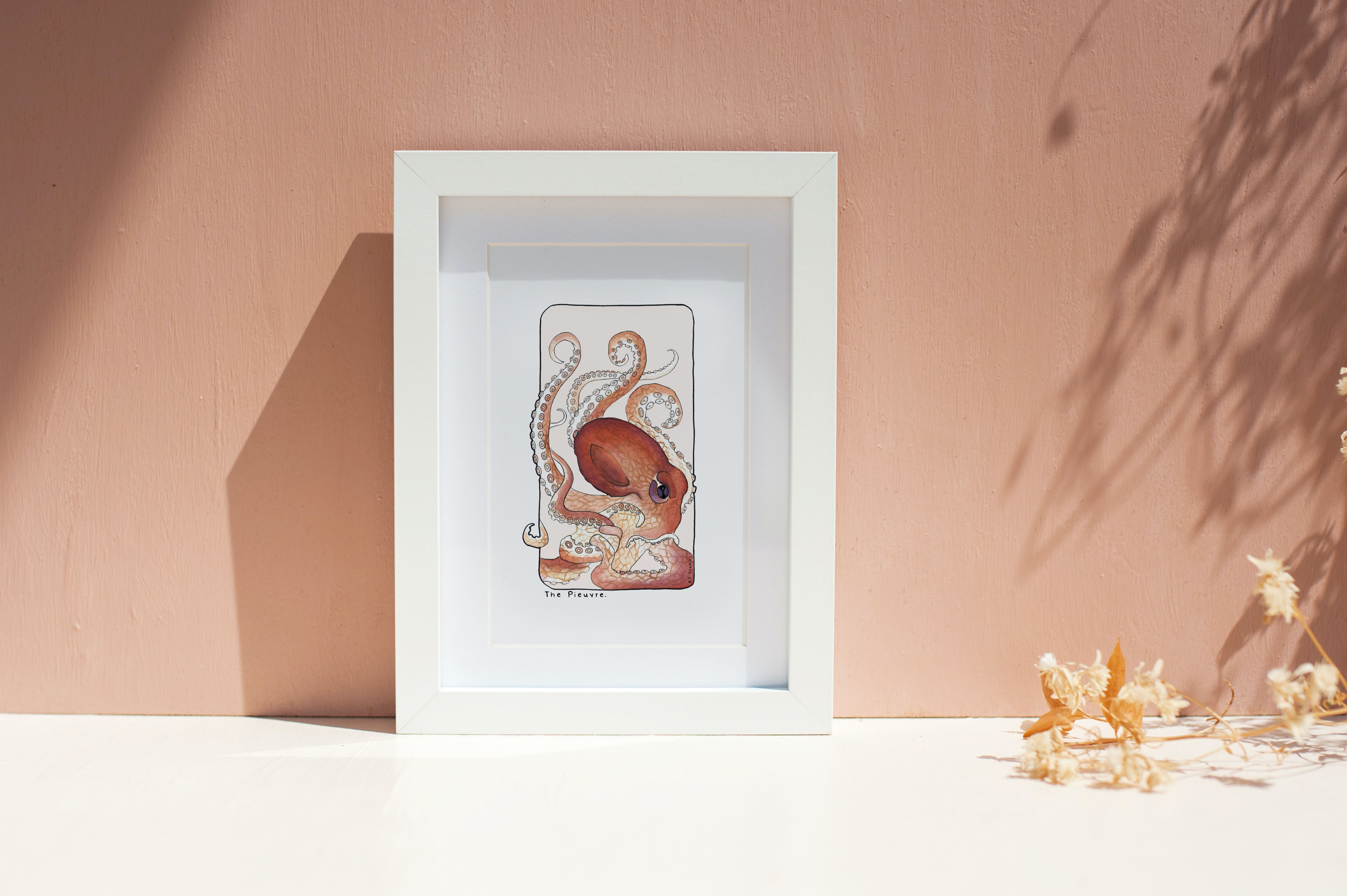 Carte postale & Affiche papier aquarelle - Pieuvre