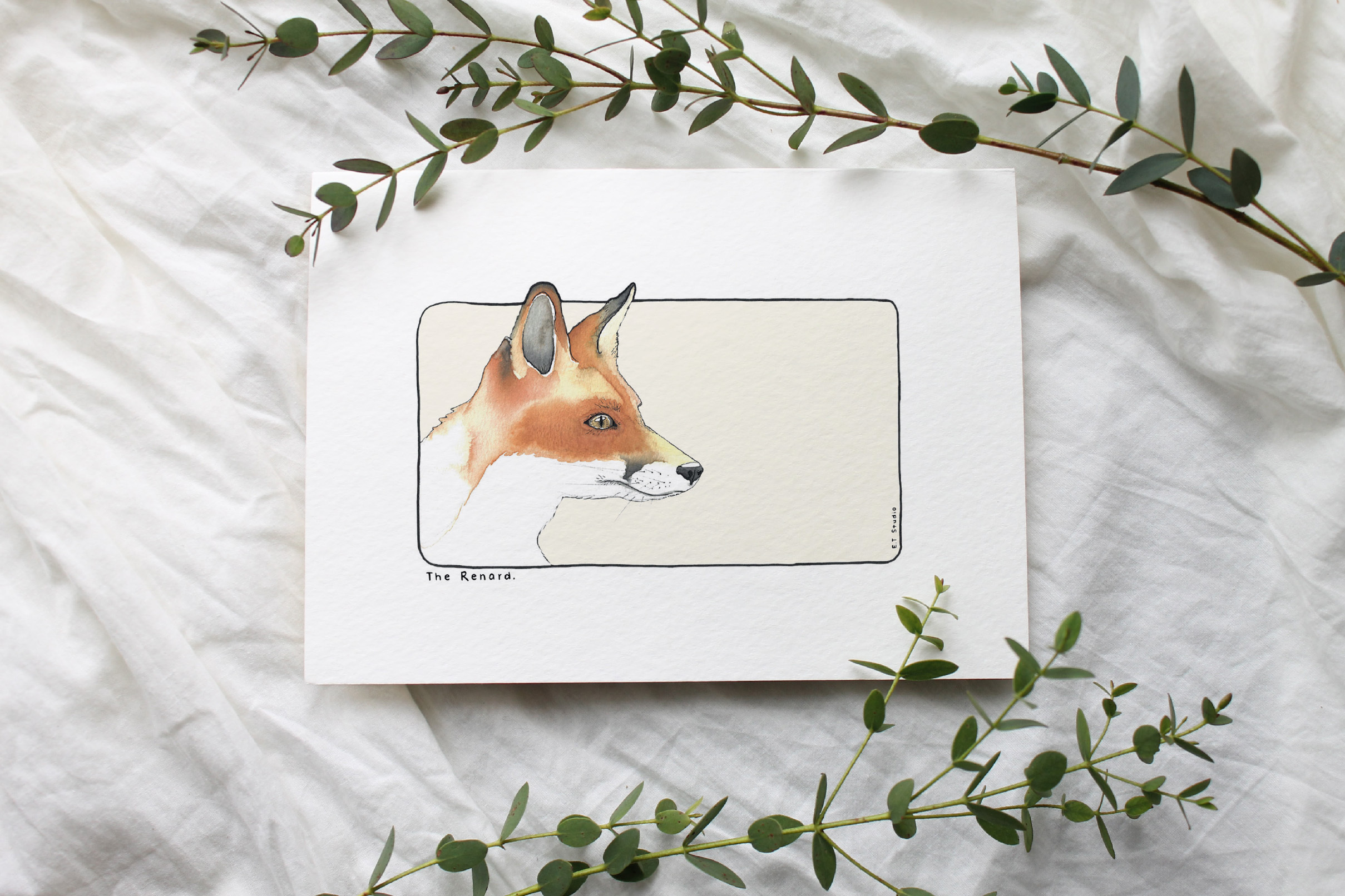 Carte postale & Affiche papier aquarelle - Renard