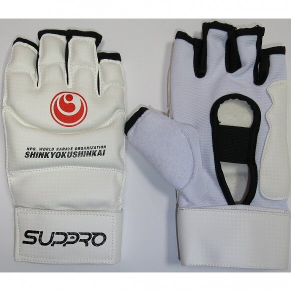 KARATE KYOKUSHIN PIRŠTINĖS (BALTOS SPALVOS SU ŽENKLAIS)