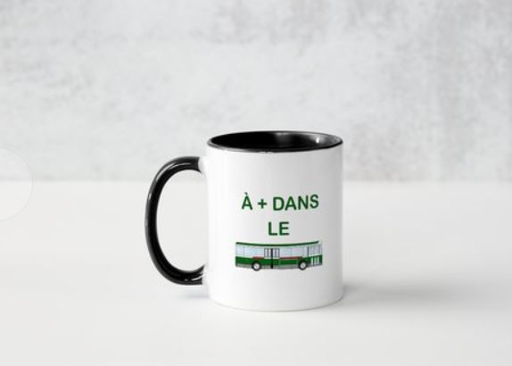 Mug noir et blanc - Bus SC10 de profil