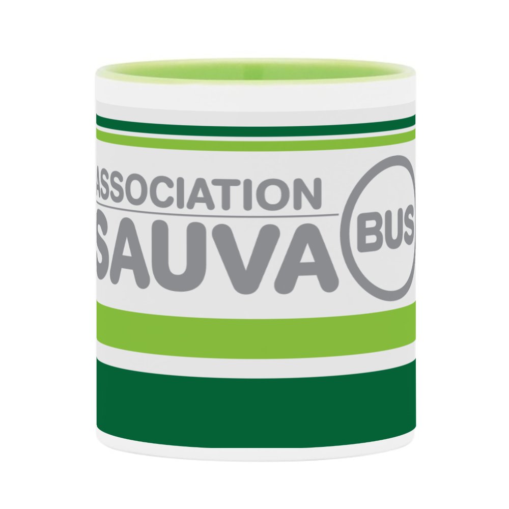 Mug vert et blanc - livrée vert clair "Association Sauvabus"