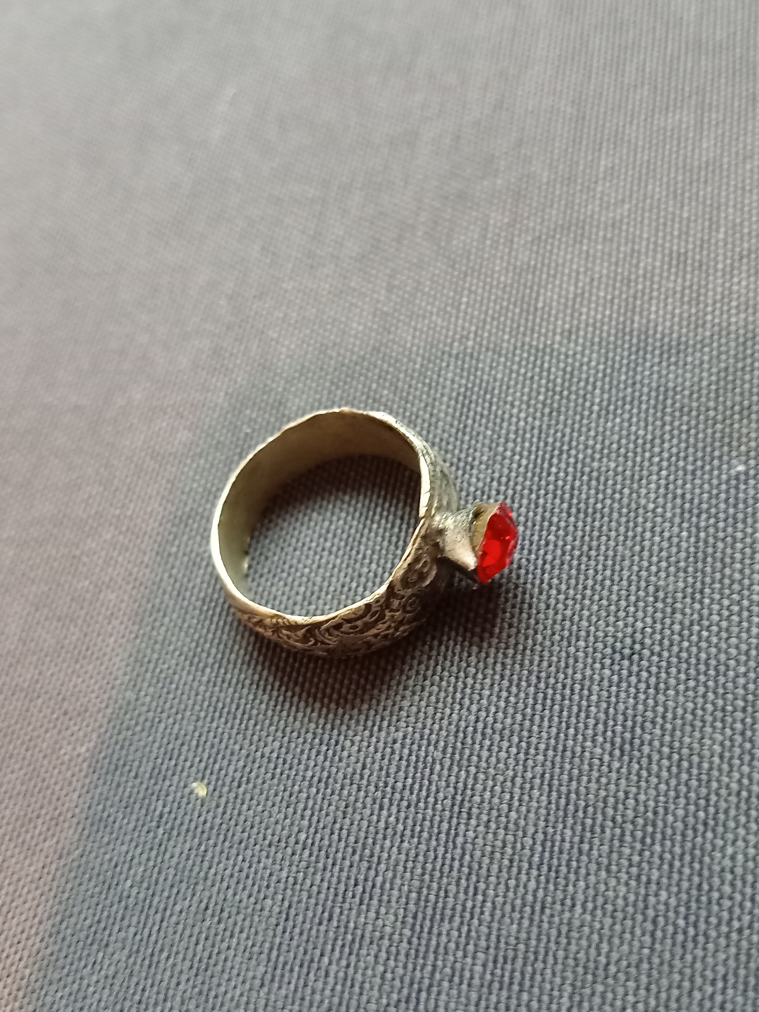 afghan ring with red stone