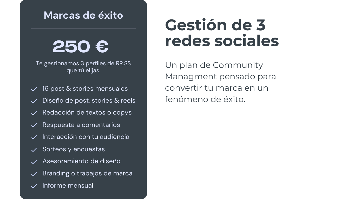 Gestión de 3 RR.SS - Mensual