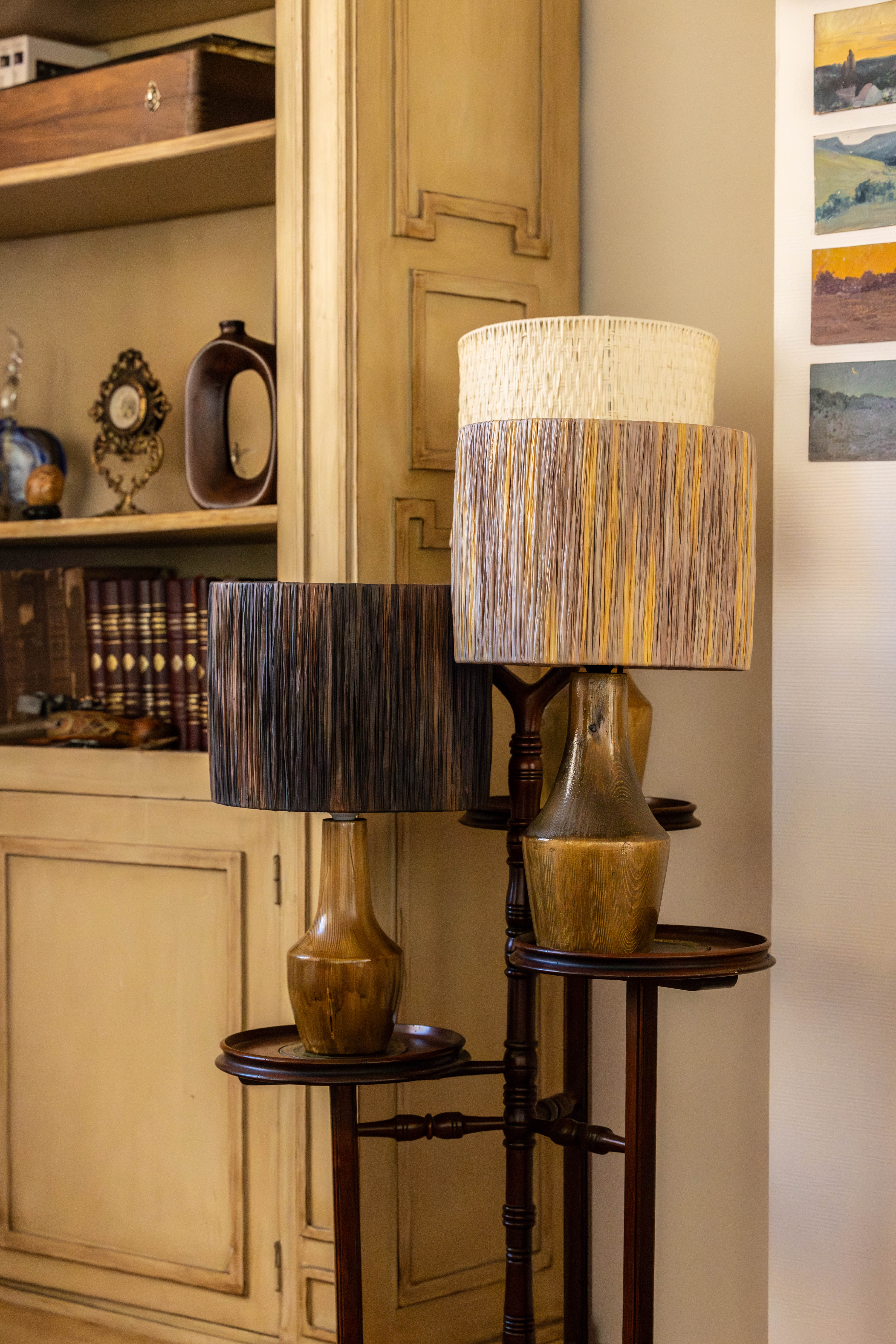Lampe en bois de hêtre et raphia - Beechwood and Raffia Lamp