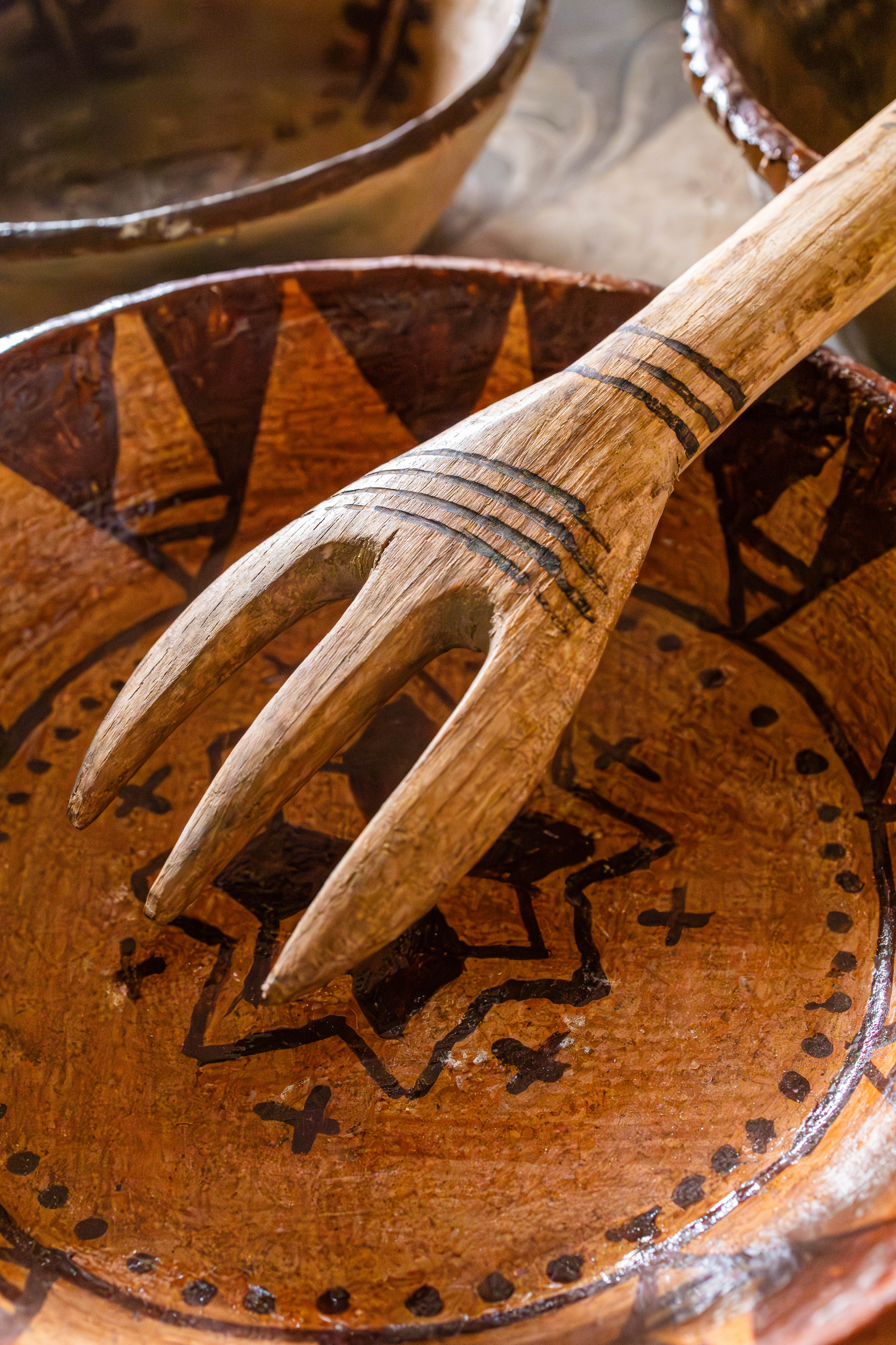 Fourchettes artisanales de grand format en bois d'olivier - handcrafted olive wood large fork