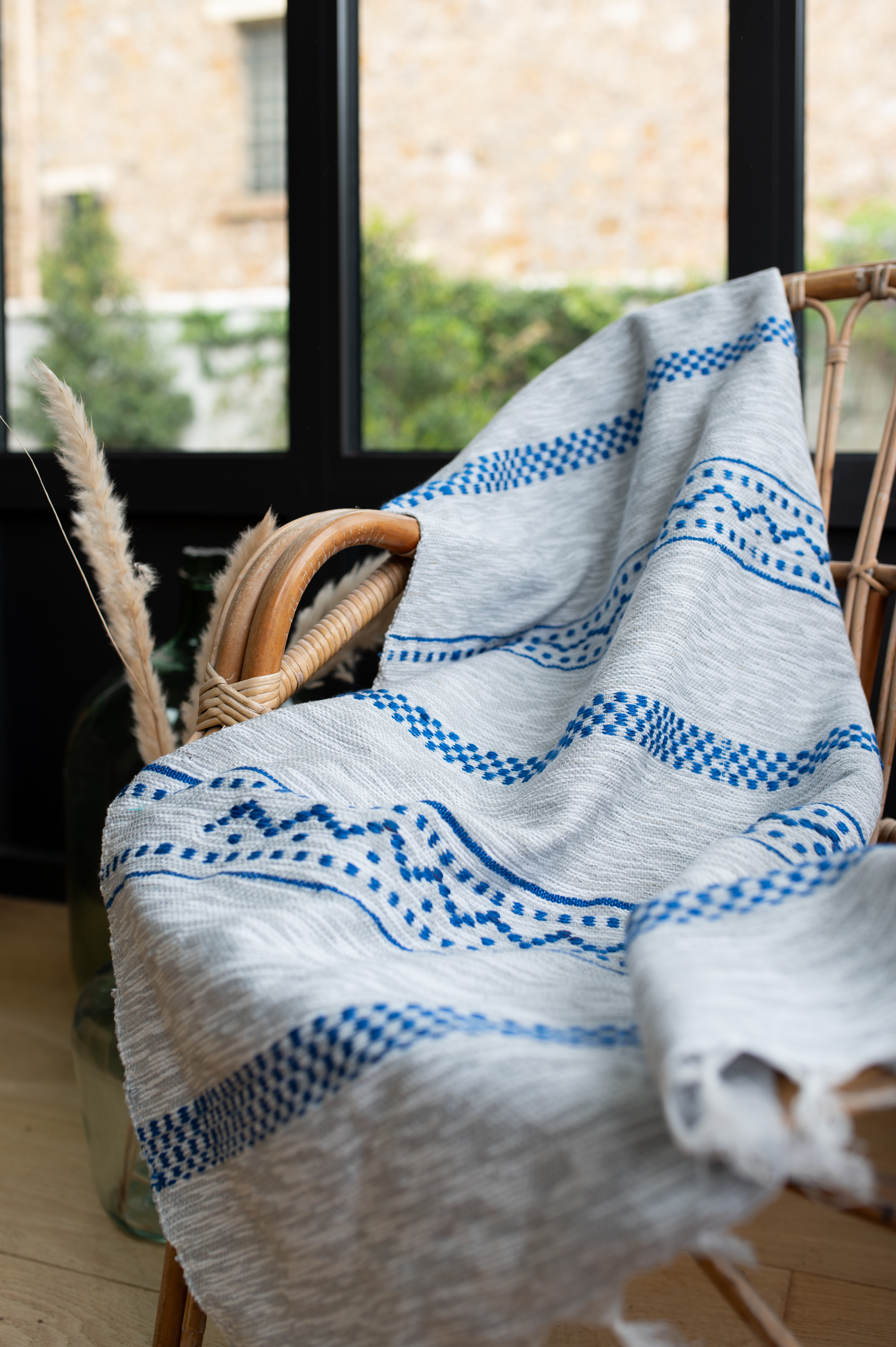 Plaid de Tlemcen 75 X 130 – 100% Laine, Tissé à la Main