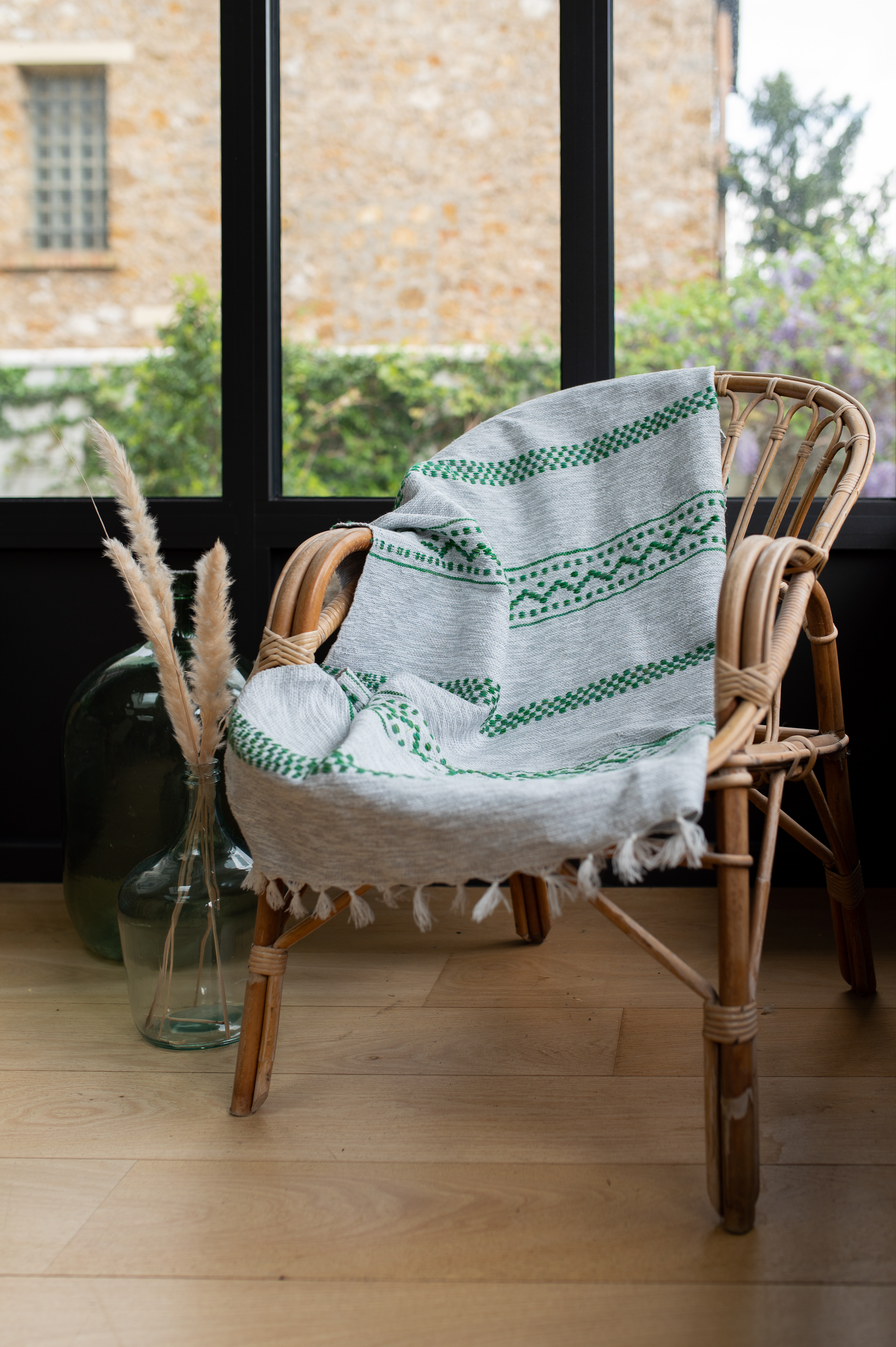 Plaid de Tlemcen 75X130 – 100% Laine, Tissé à la Main