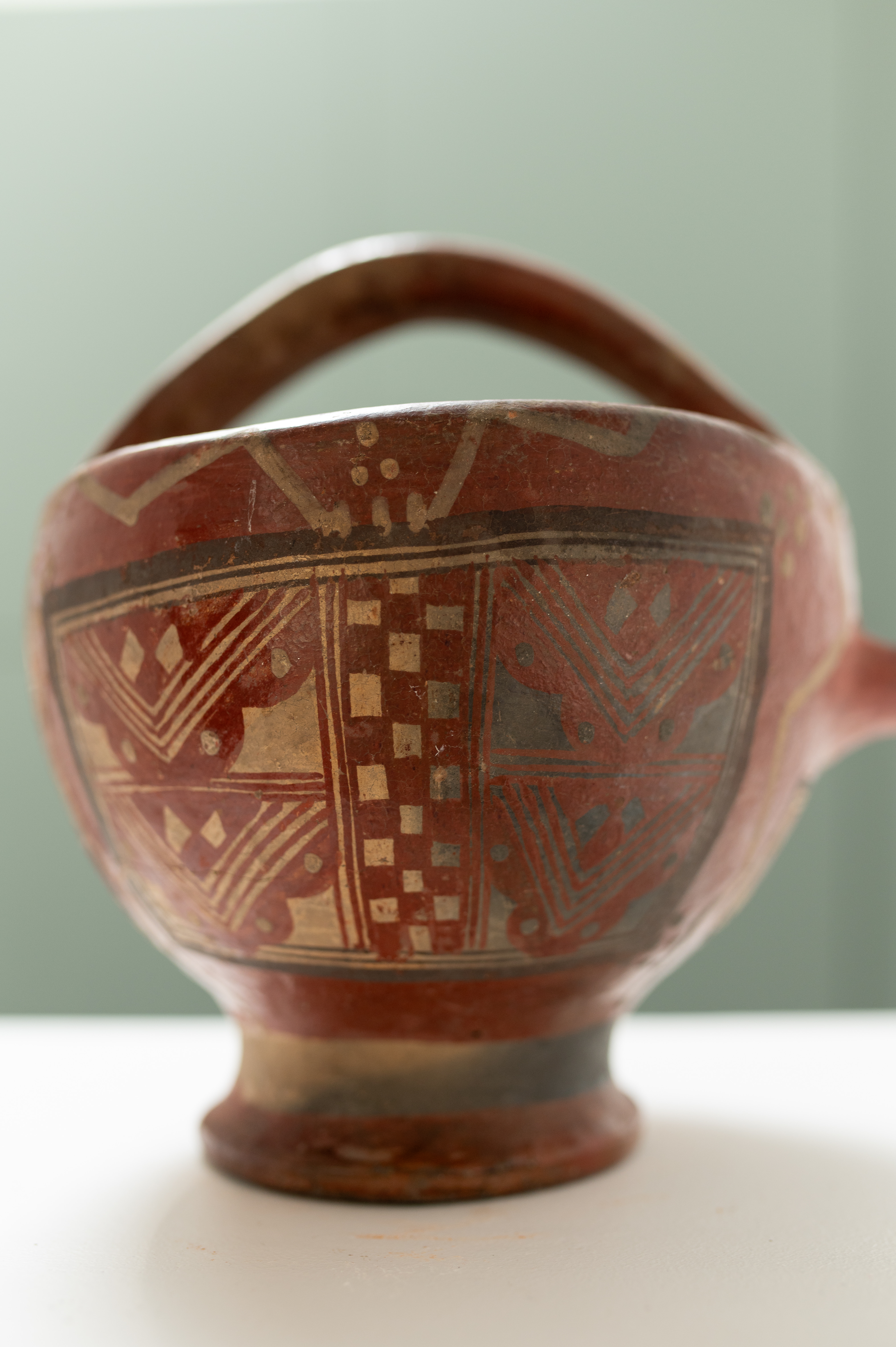 Pot à lait vintage en terre cuite avec motifs Kabyles - Vintage terracotta milk jug with kabyles patterns