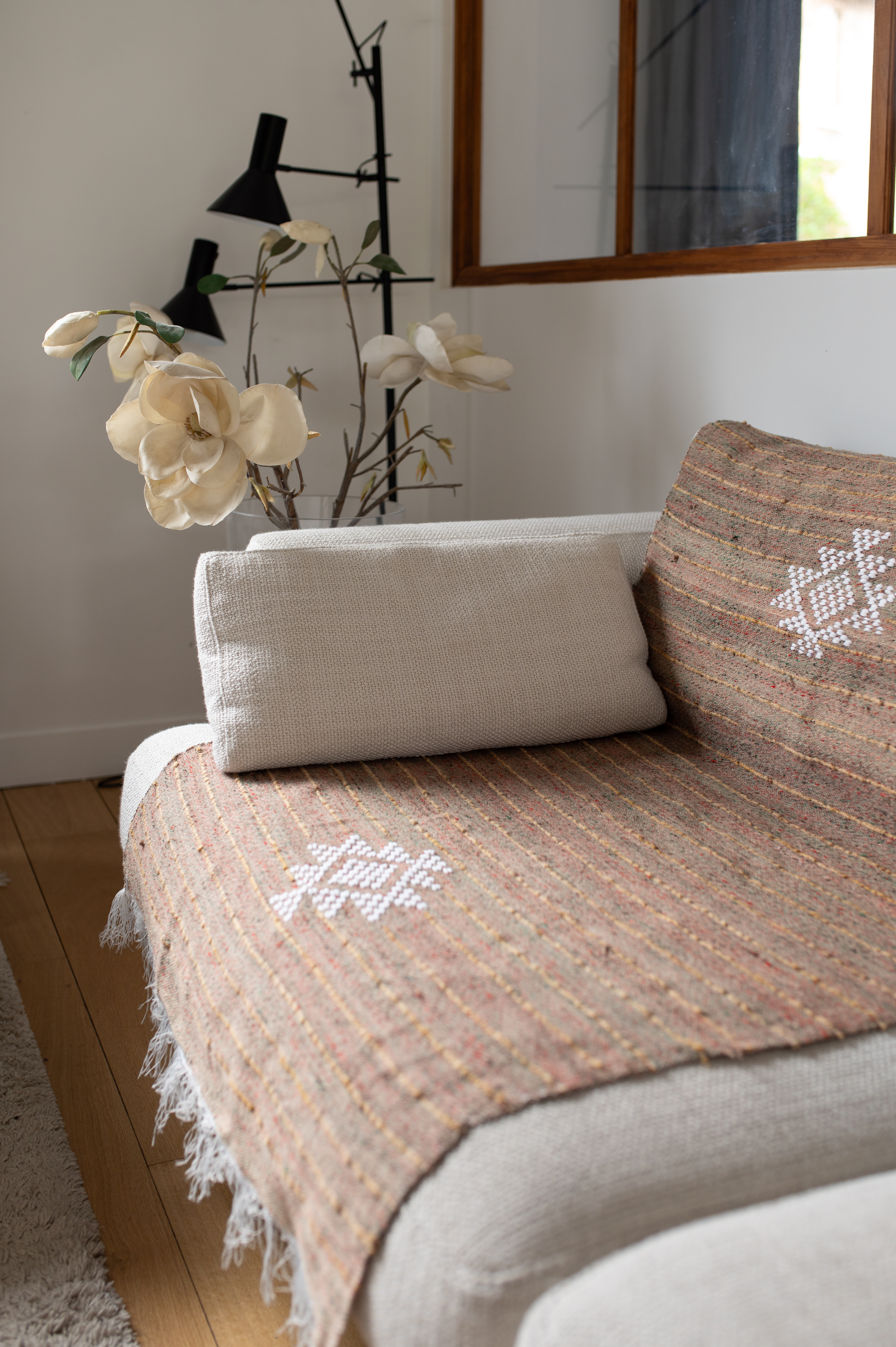 Plaid de Tlemcen 75 X 130 – 100% Laine, Tissé à la Main
