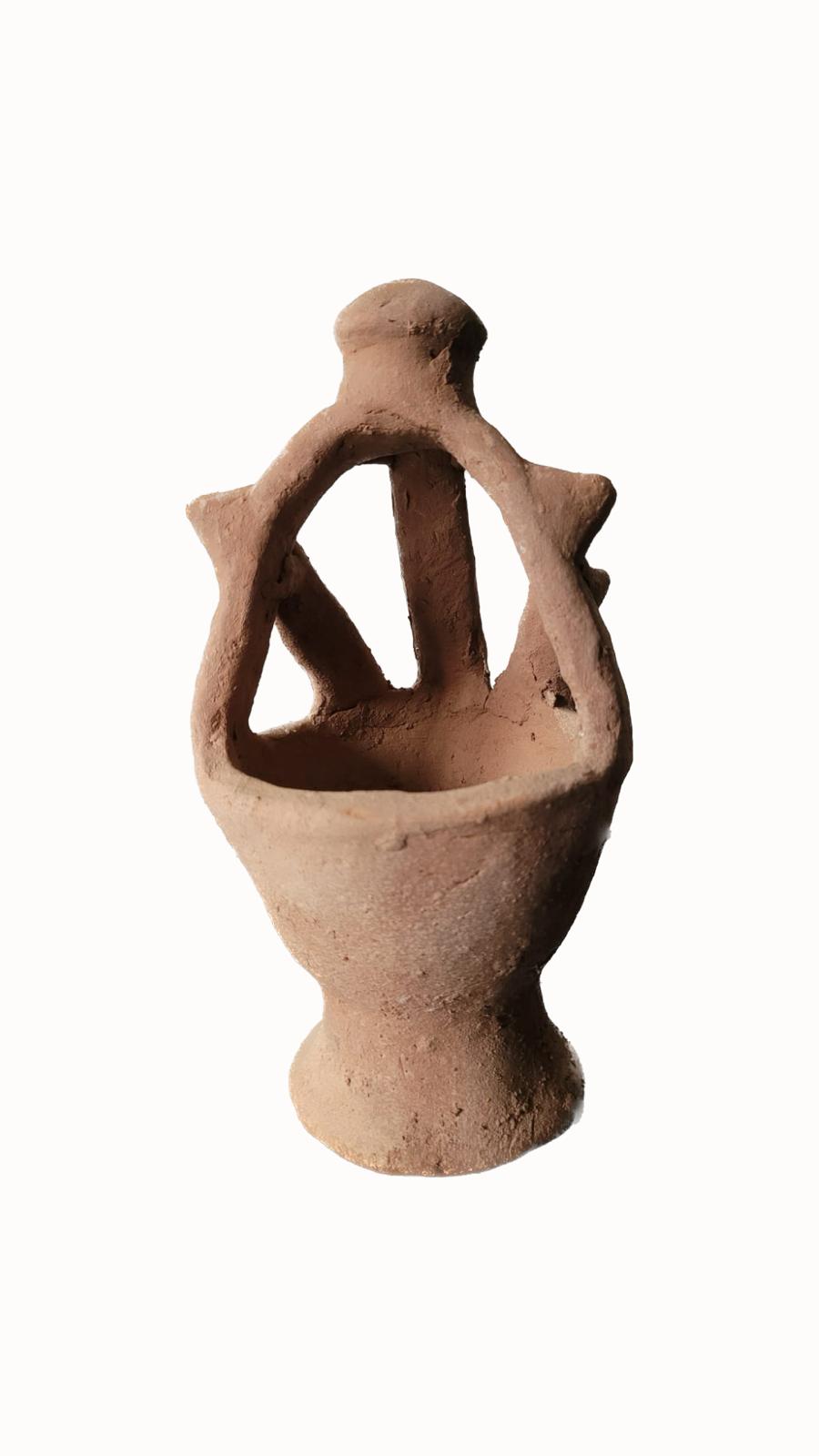 Bougeoir ou porte encens en terre cuite et sable du sahara 