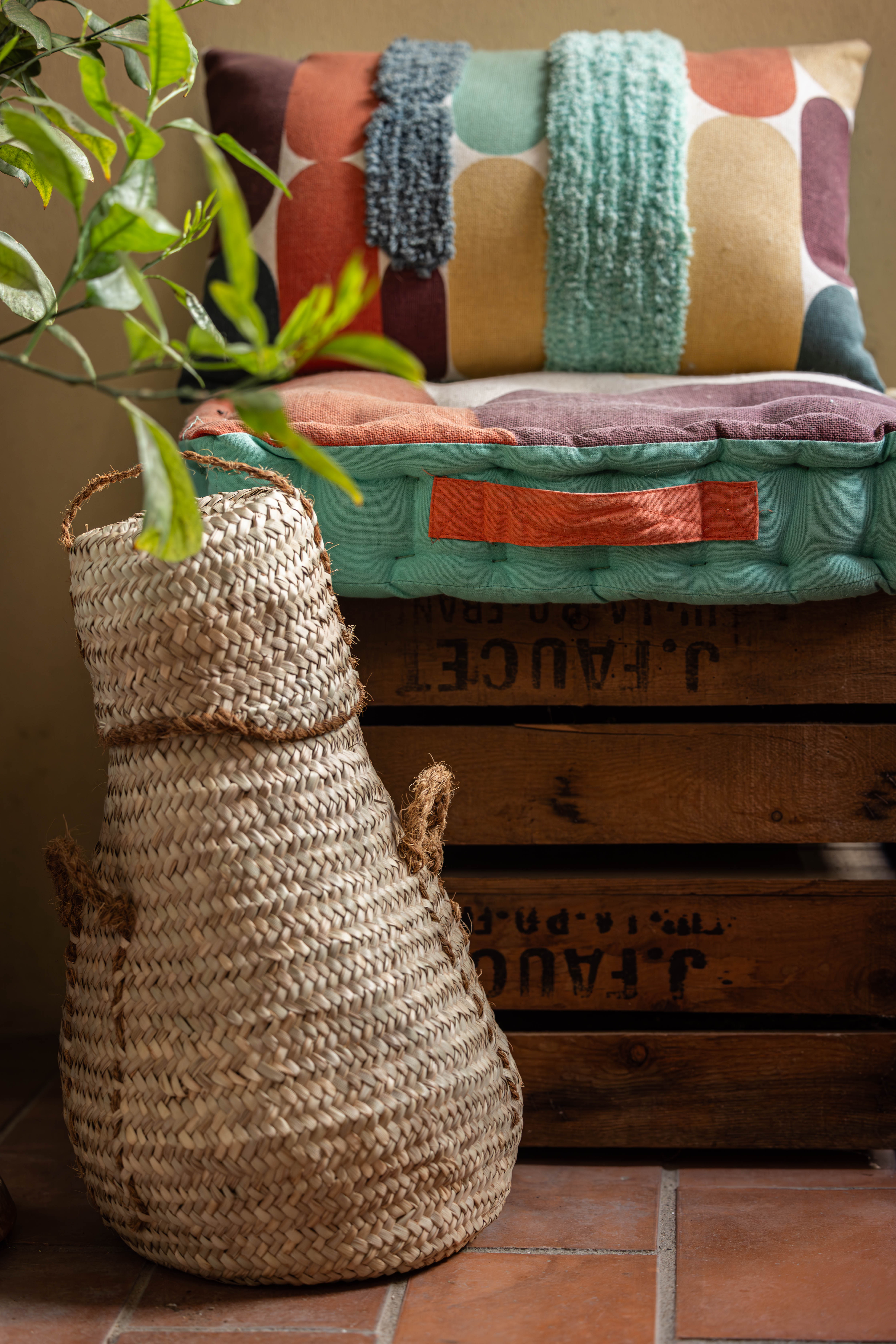 Panier bonbonne avec couvercle de TIMIMOUN - Lidded Bottle Basket