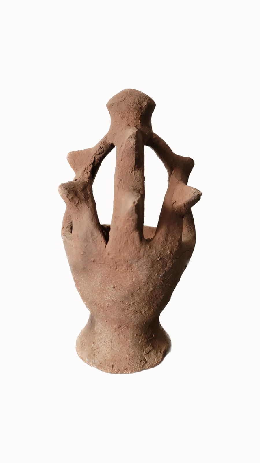 Bougeoir ou porte encens en terre cuite et sable du sahara 