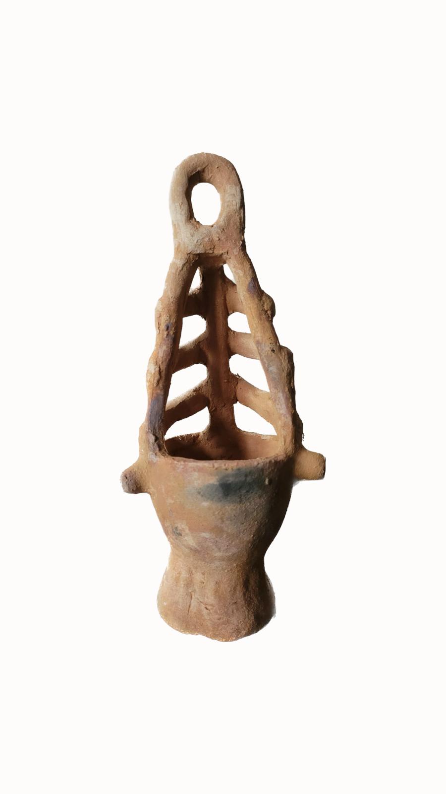 Bougeoir ou porte encens en terre cuite et sable du sahara 
