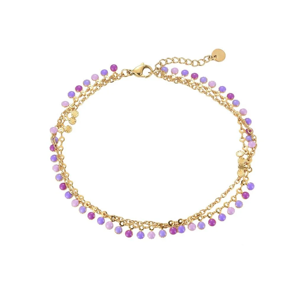 Enkelbandje Purple Dots
