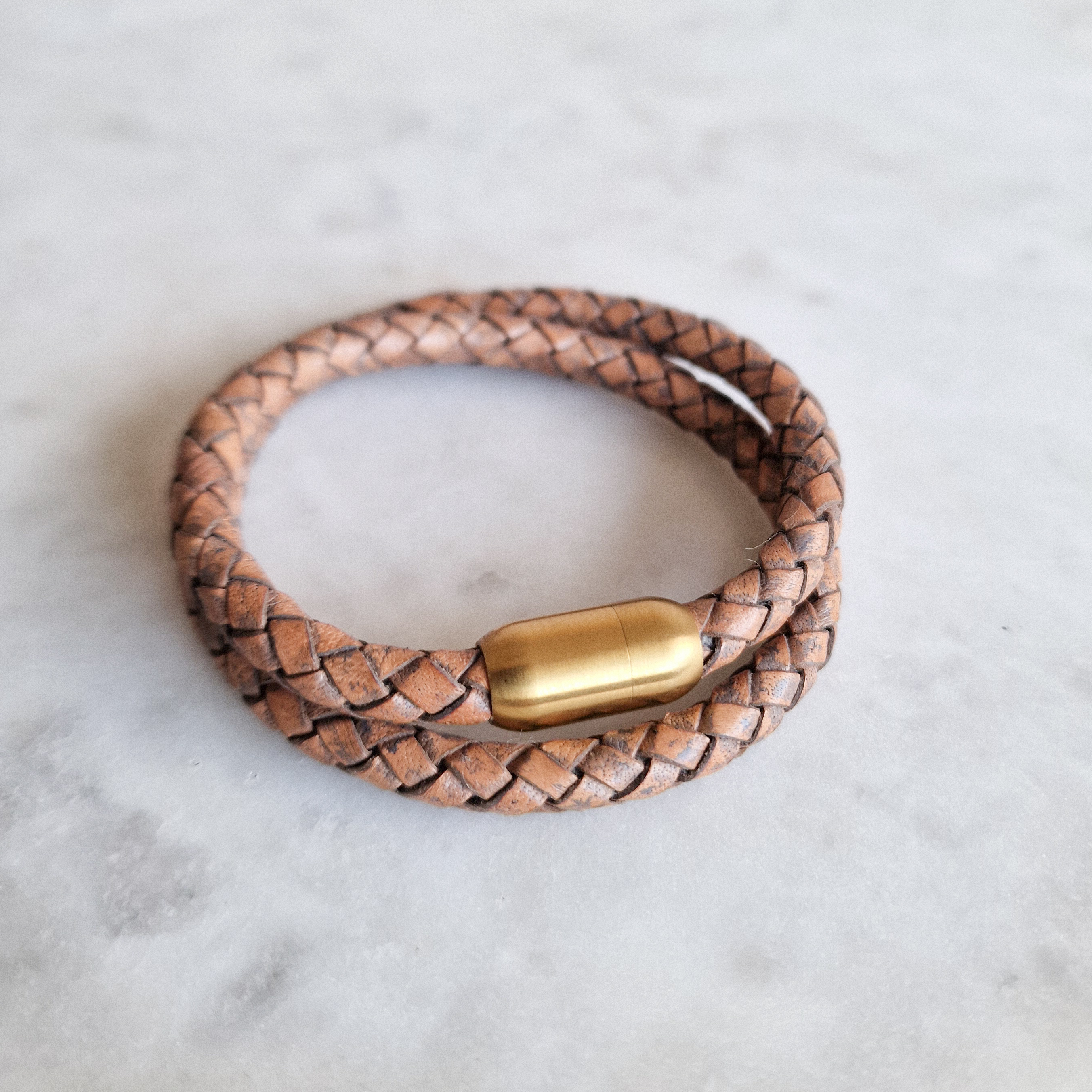 Armband Double Braid's Camel - Gold