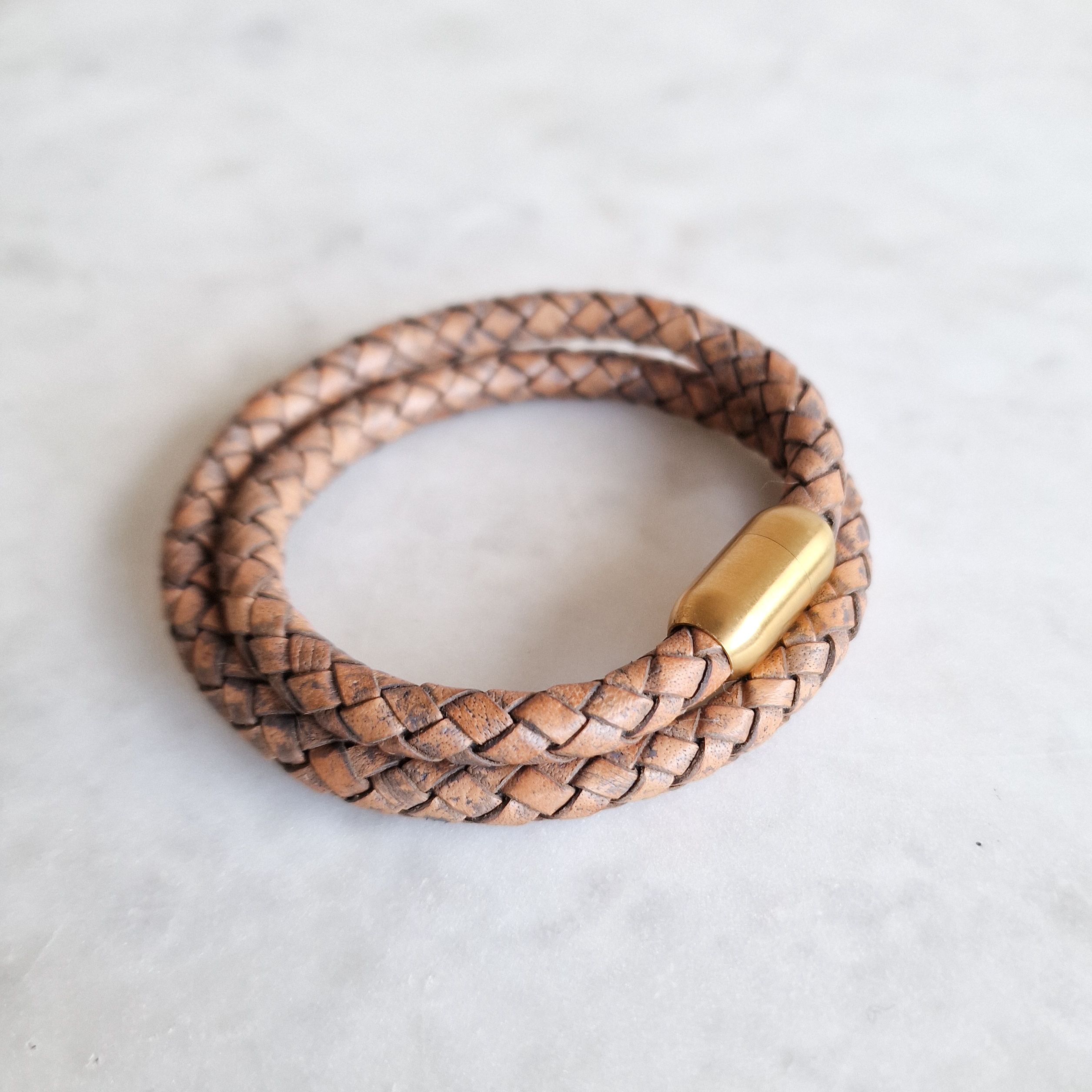 Armband Double Braid's Camel - Gold