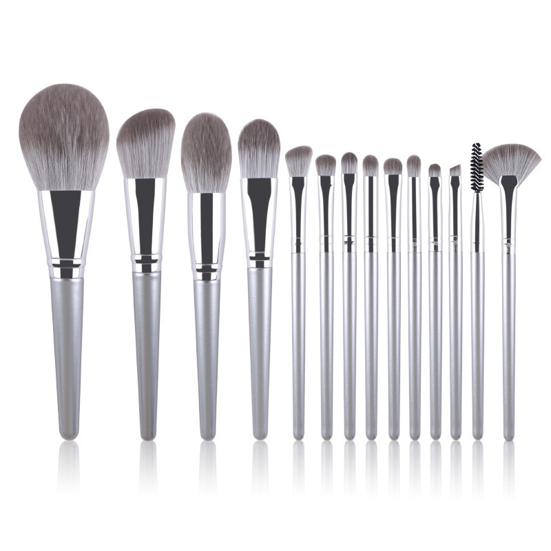 Kit 14 pinceaux make-up avec pochette grise