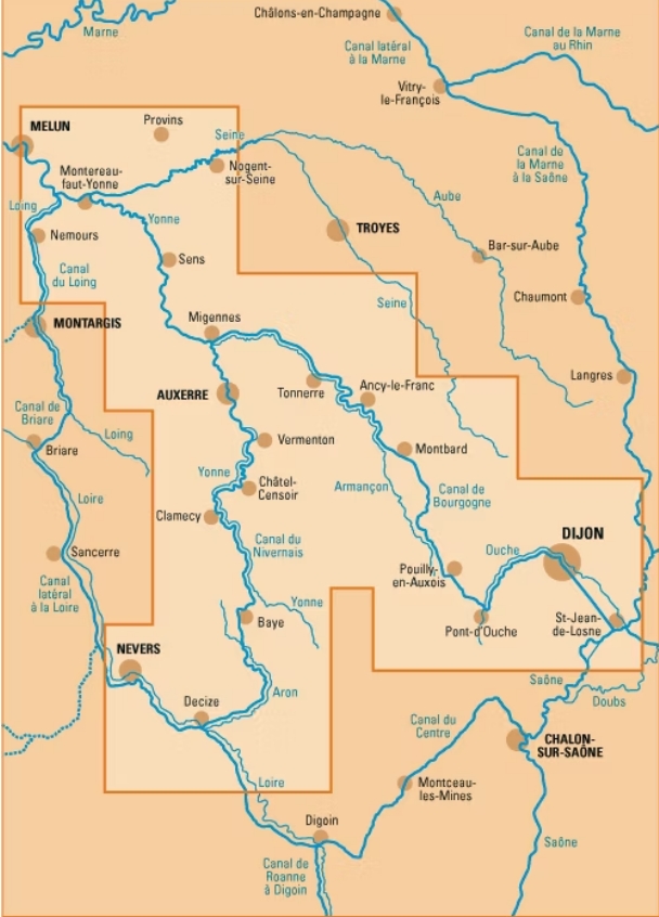 Carte Canal de Bourgogne