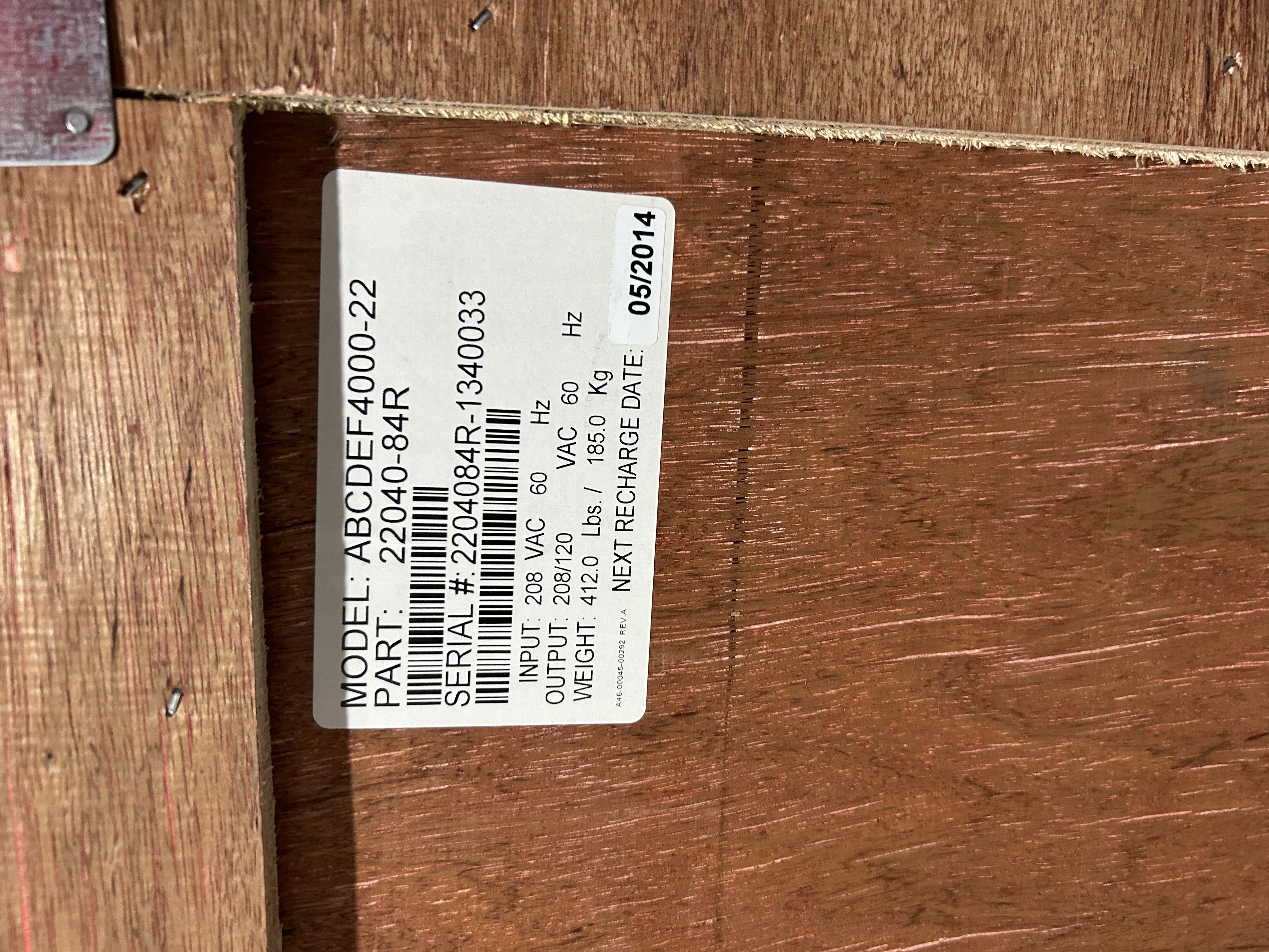 Powervar - Security Plus Model: ABCDEF4000-22