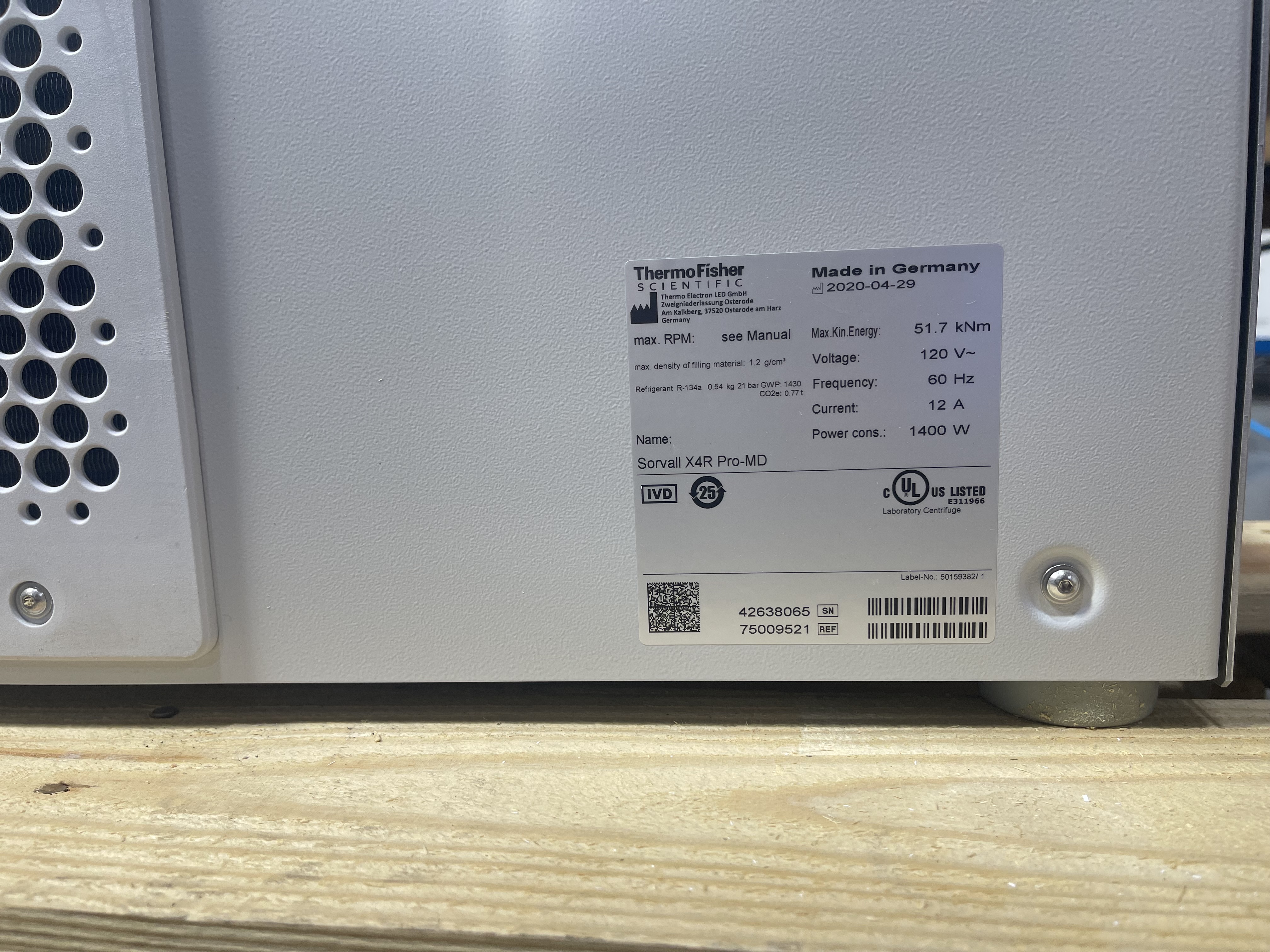 Thermo Fisher Sorvall X4R Pro-MD Refrigerated Centrifuge