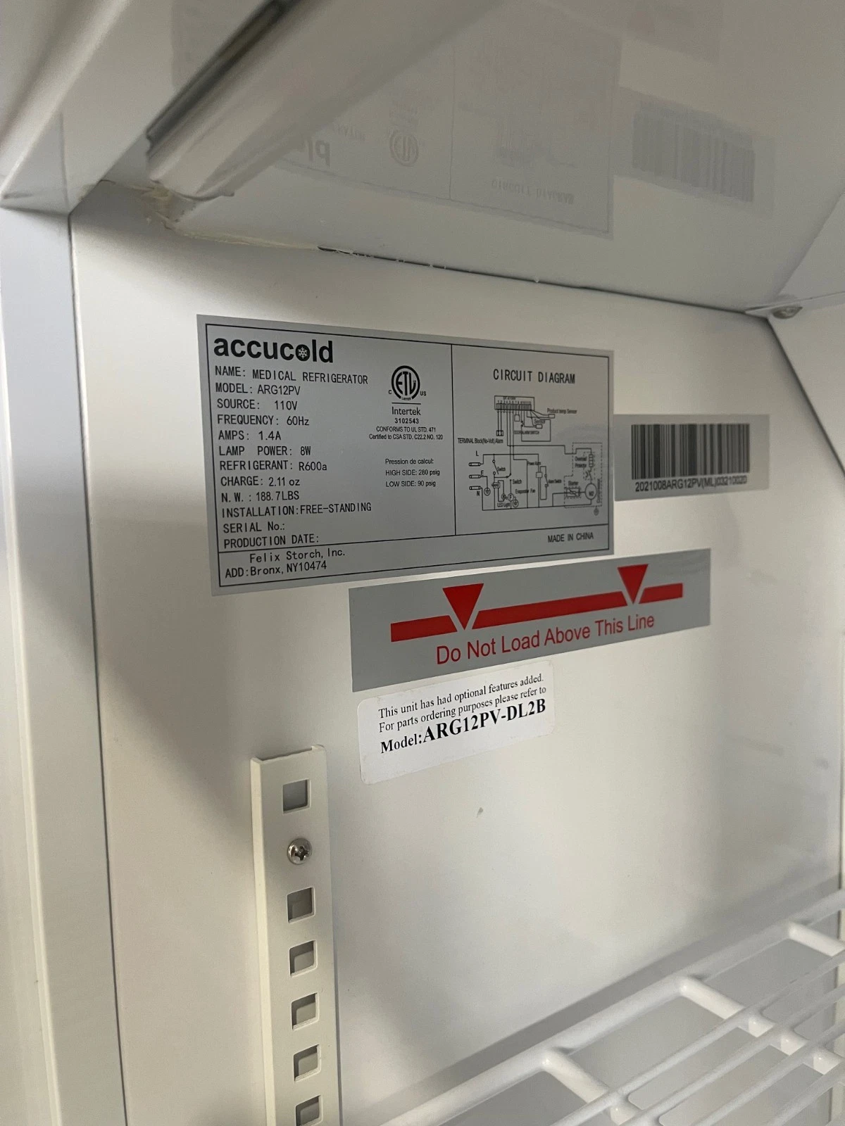 Accucold Medical Refrigerator 12 cu ft.