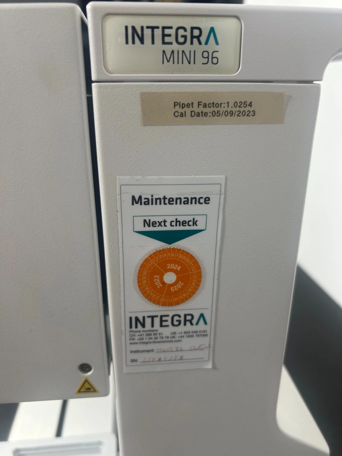 Integra Mini 96 1250ul Portable Electronic Pipette Lab Part No. 4801